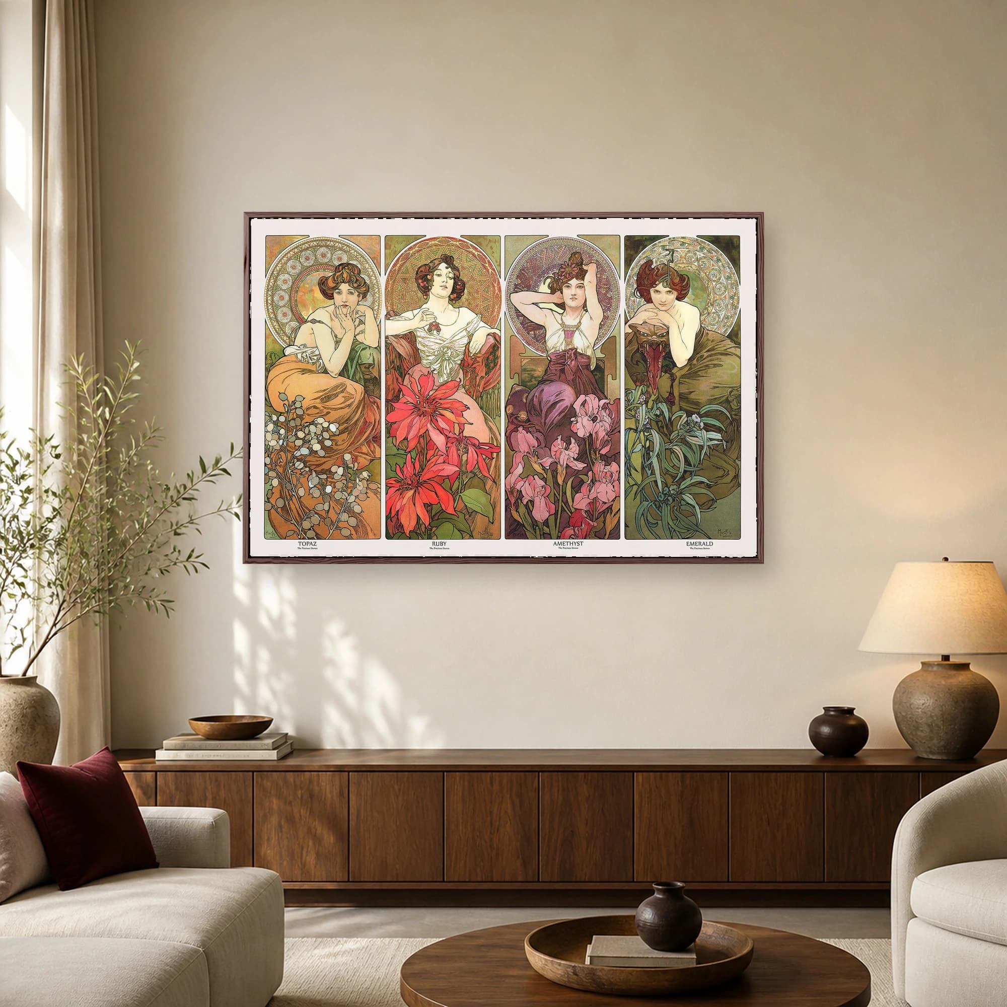 Alphonse Mucha The Precious Stones Four Panel Art Print, view 2