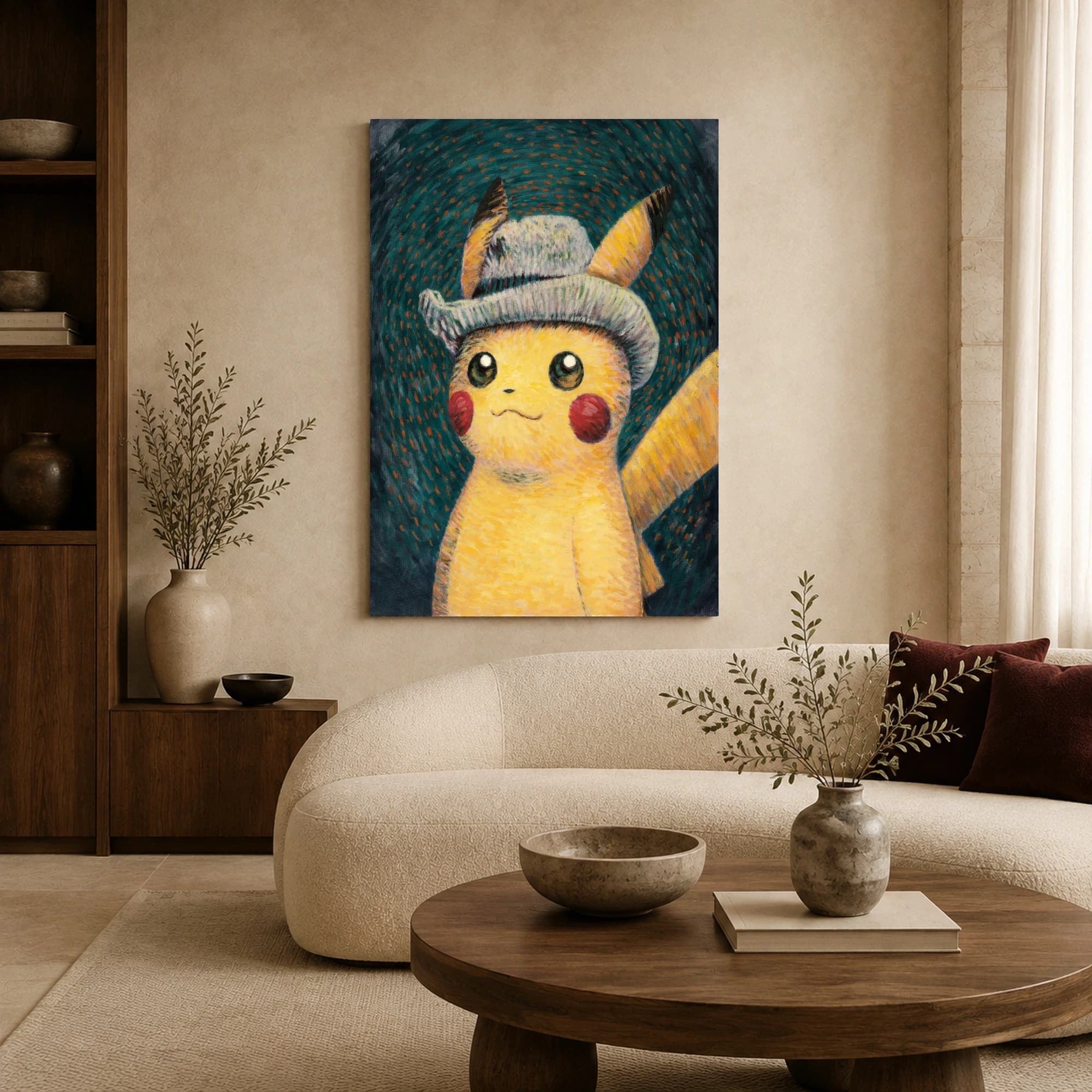 Van Gogh Style Pikachu Portrait Canvas Art, view 6
