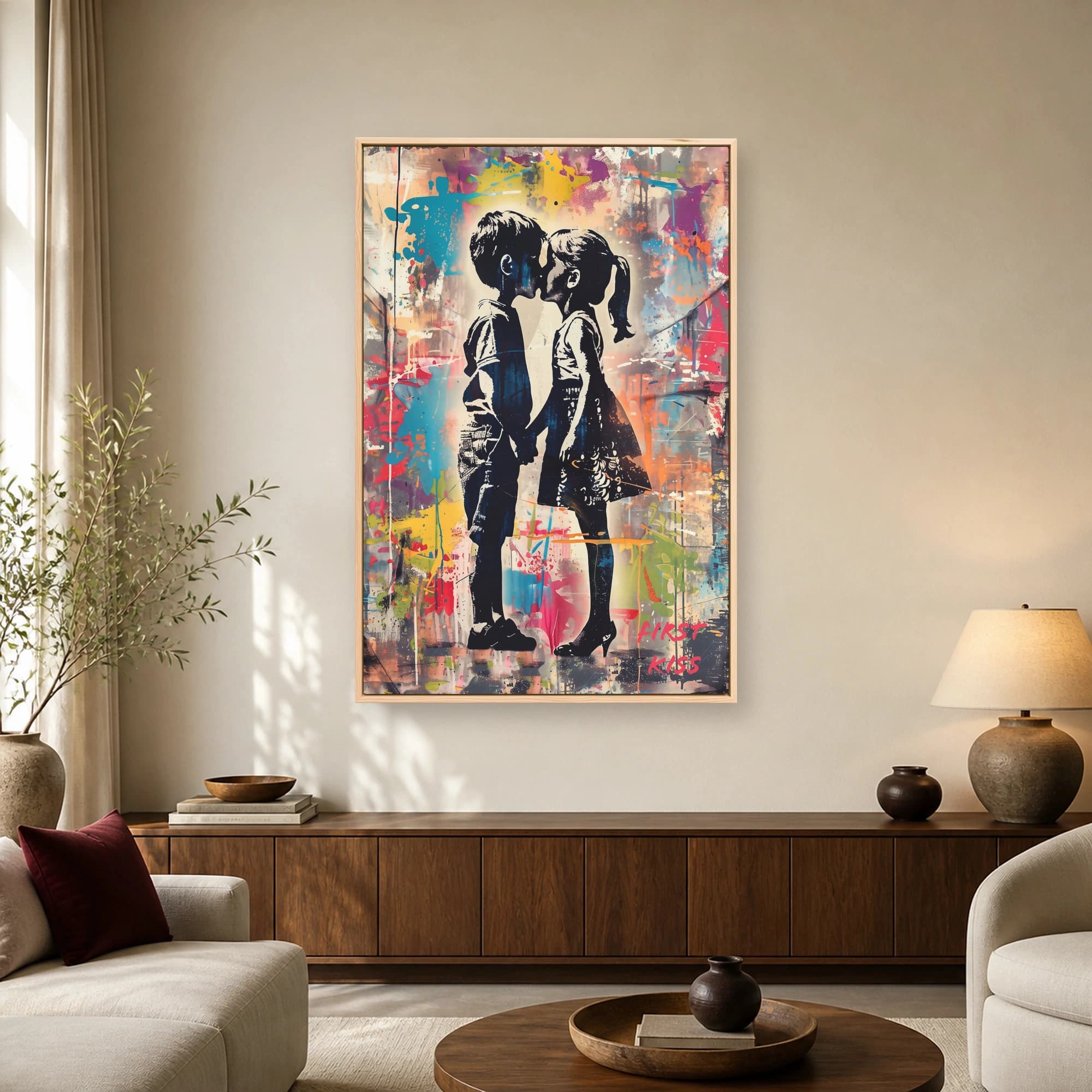 First Kiss Street Art Canvas Print, view 2