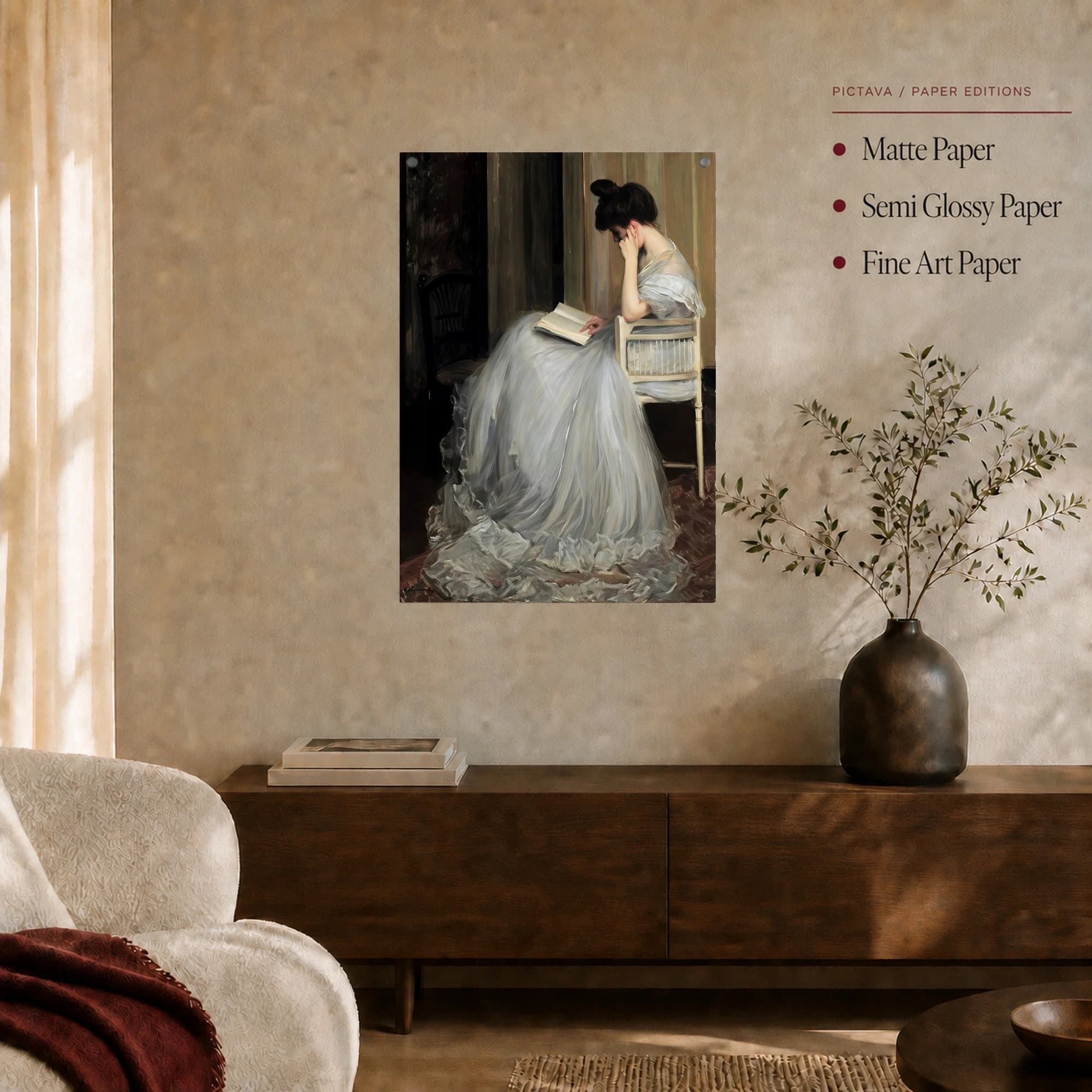 Woman Reading Book Fine Art Canvas & Poster Wall Decor, view 3