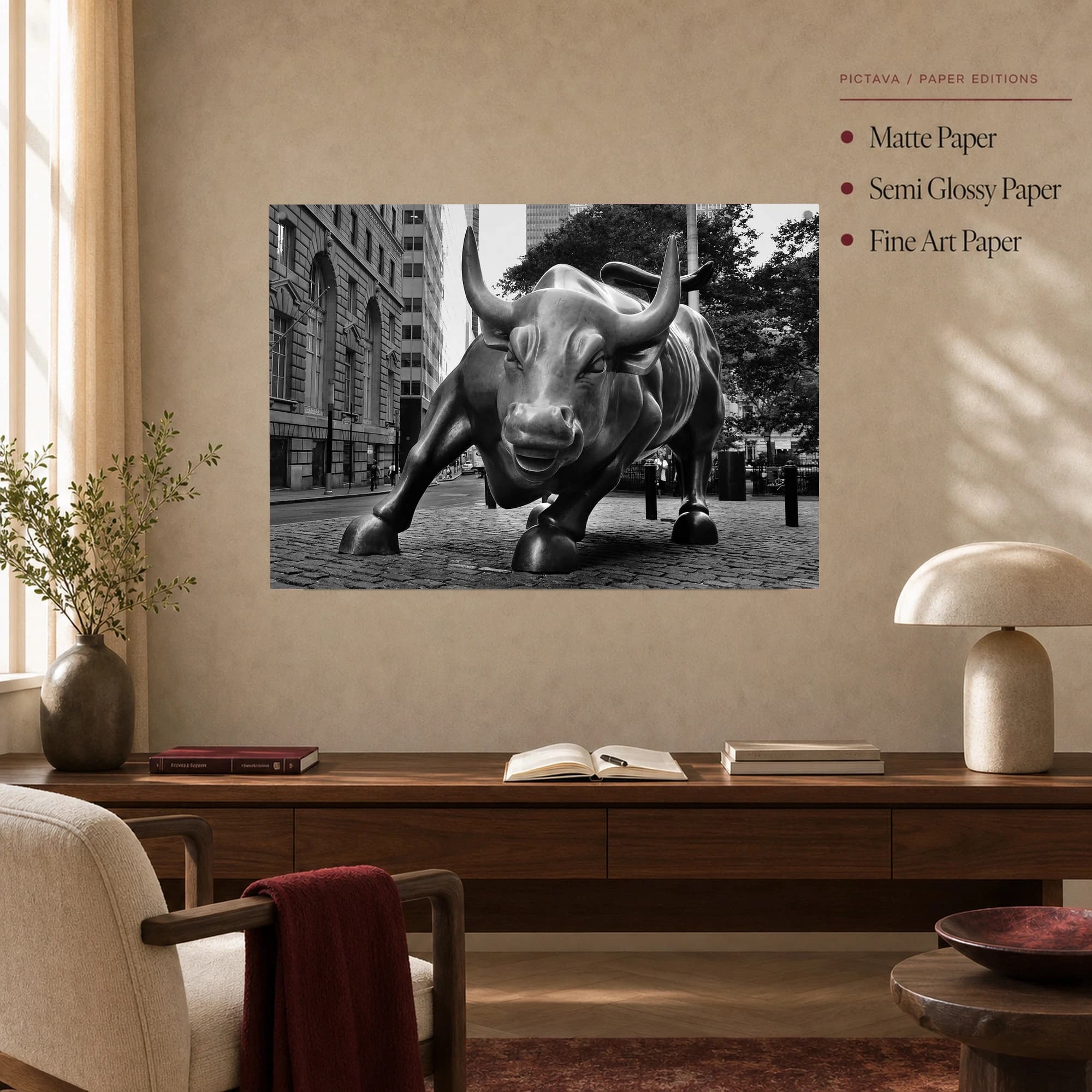 Charging Bull New York Black and White Fine Art Print, view 4