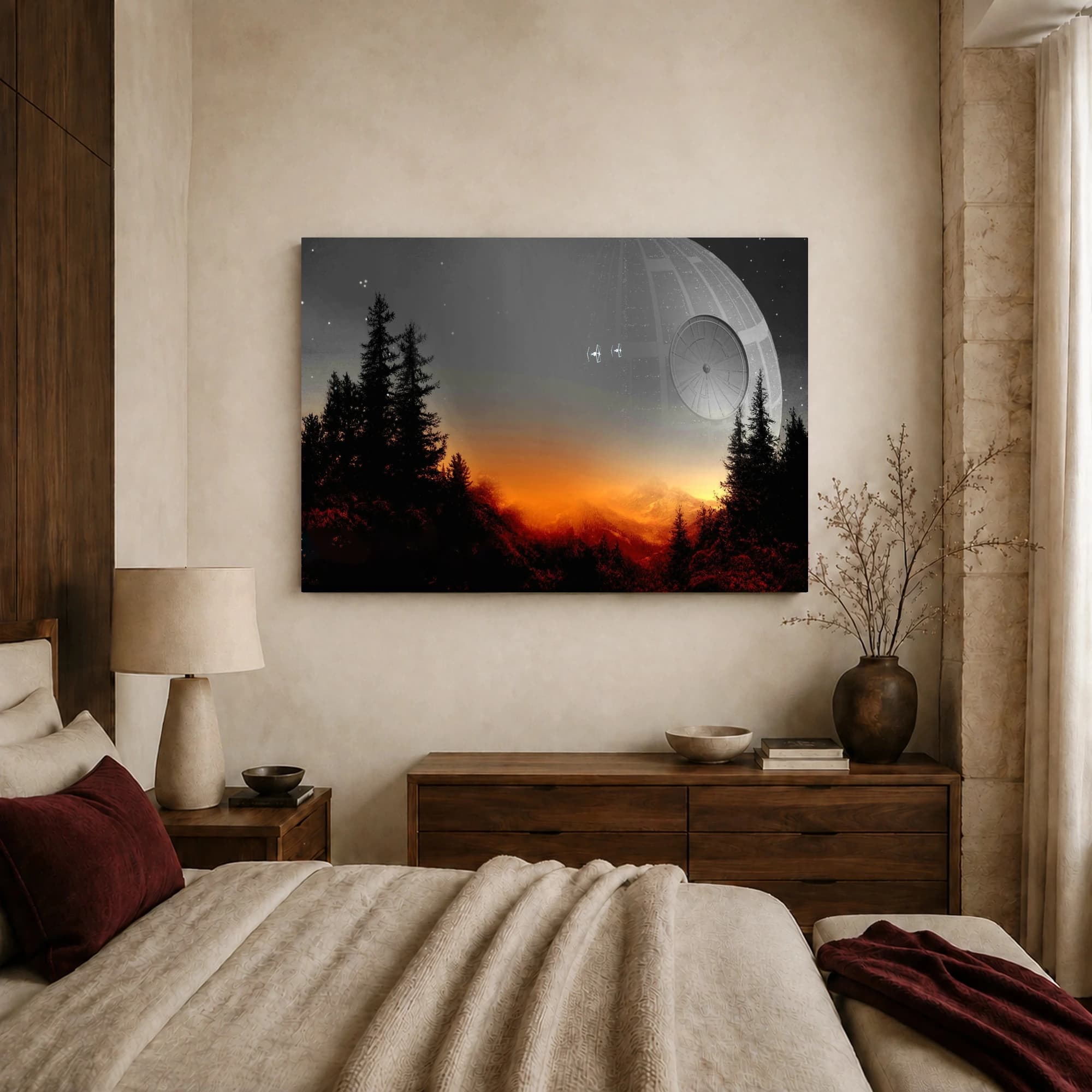 Death Star Over Forest Sci-Fi Movie Wall Art, view 8
