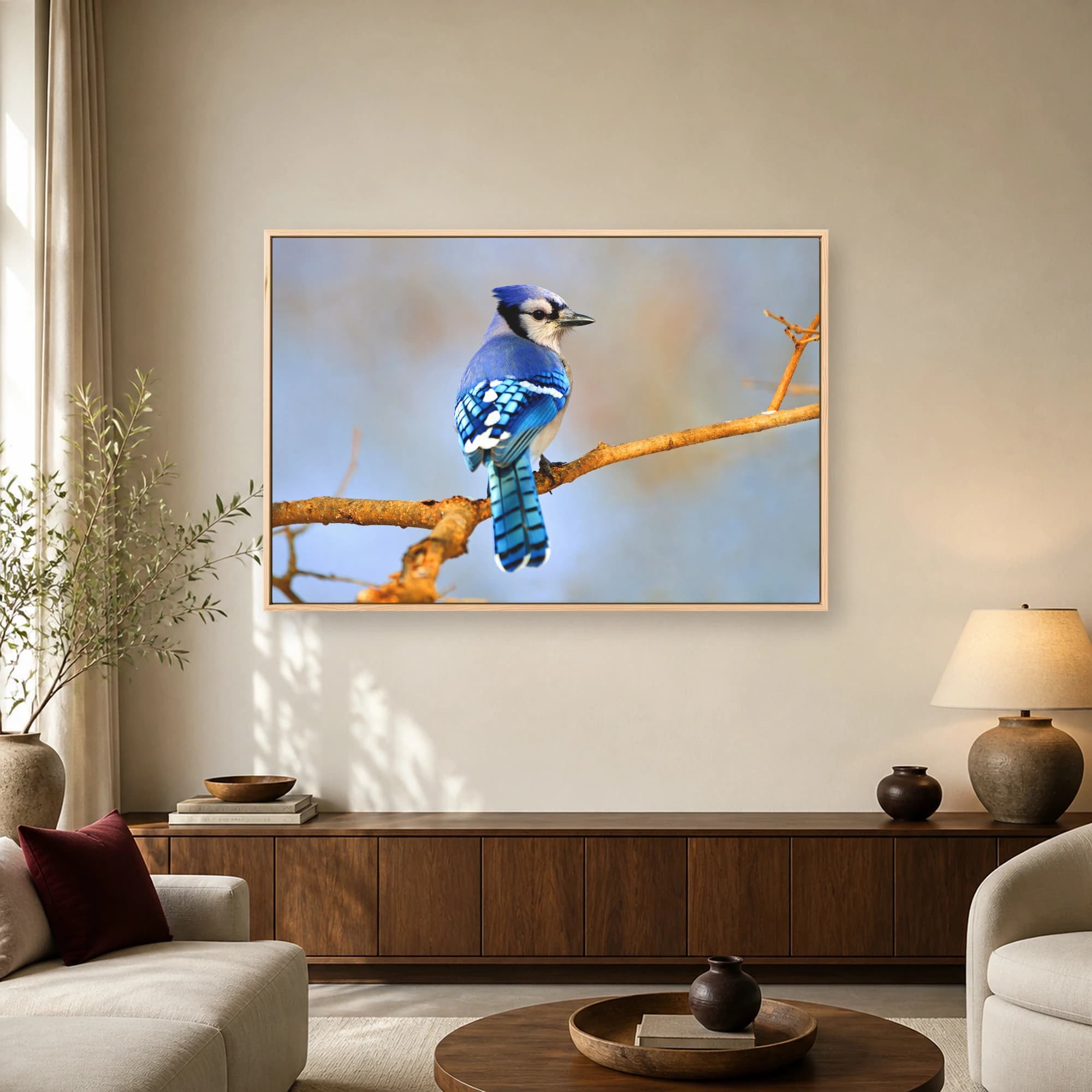 Blue Jay on Branch Wildlife Photography Print, view 2