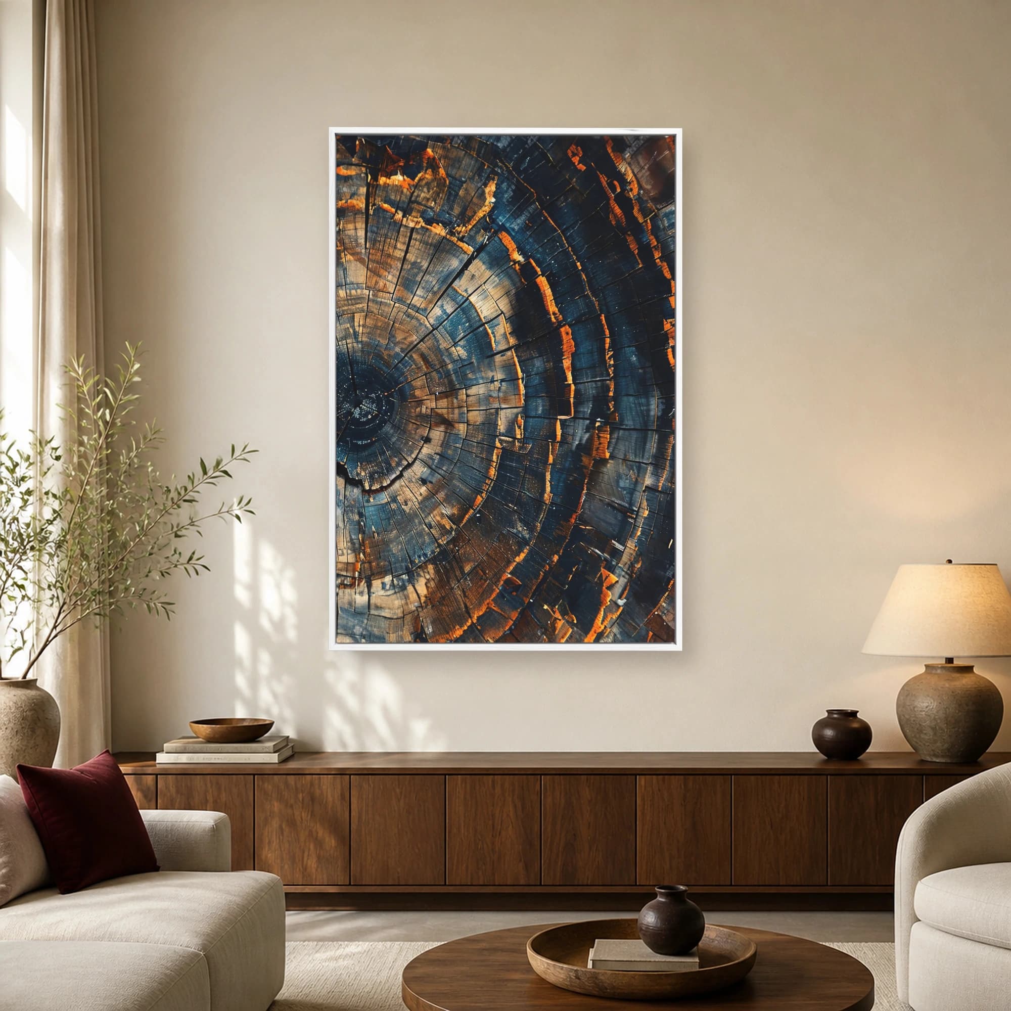 Charred Timber Rings Abstract Wall Art, view 2