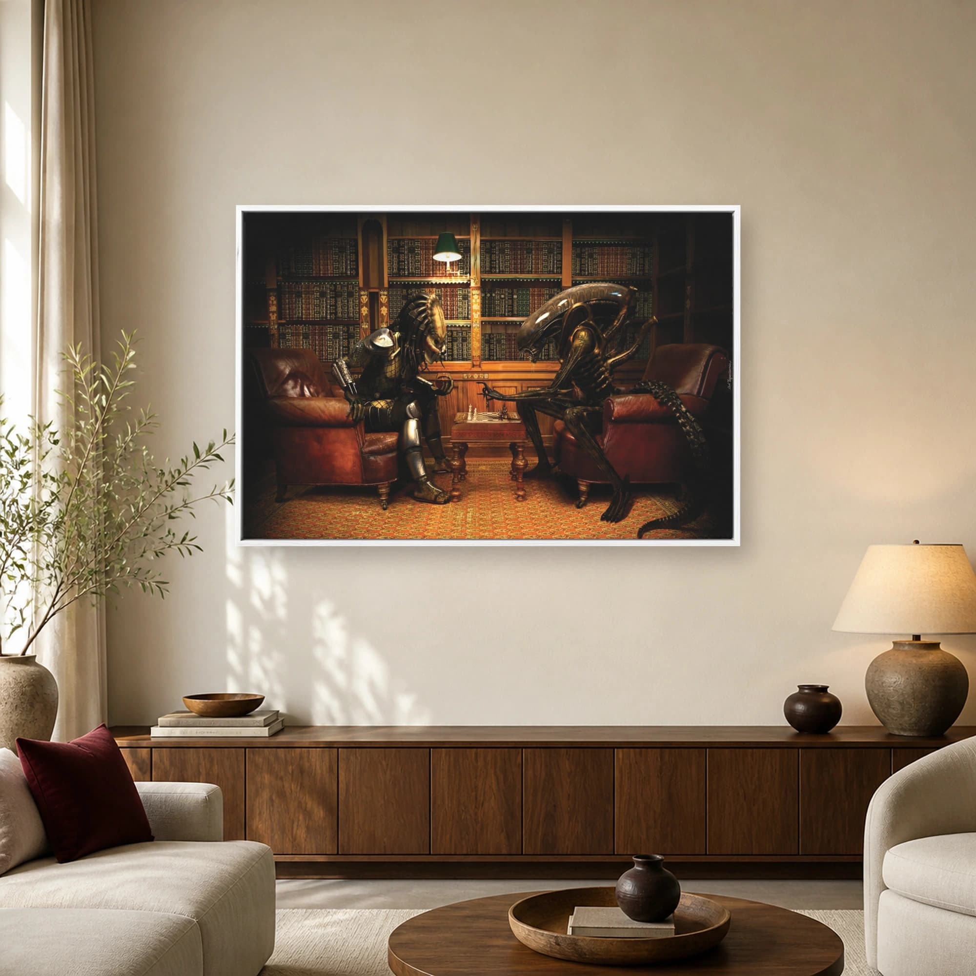 Alien vs Predator Chess Match Canvas Print, view 2