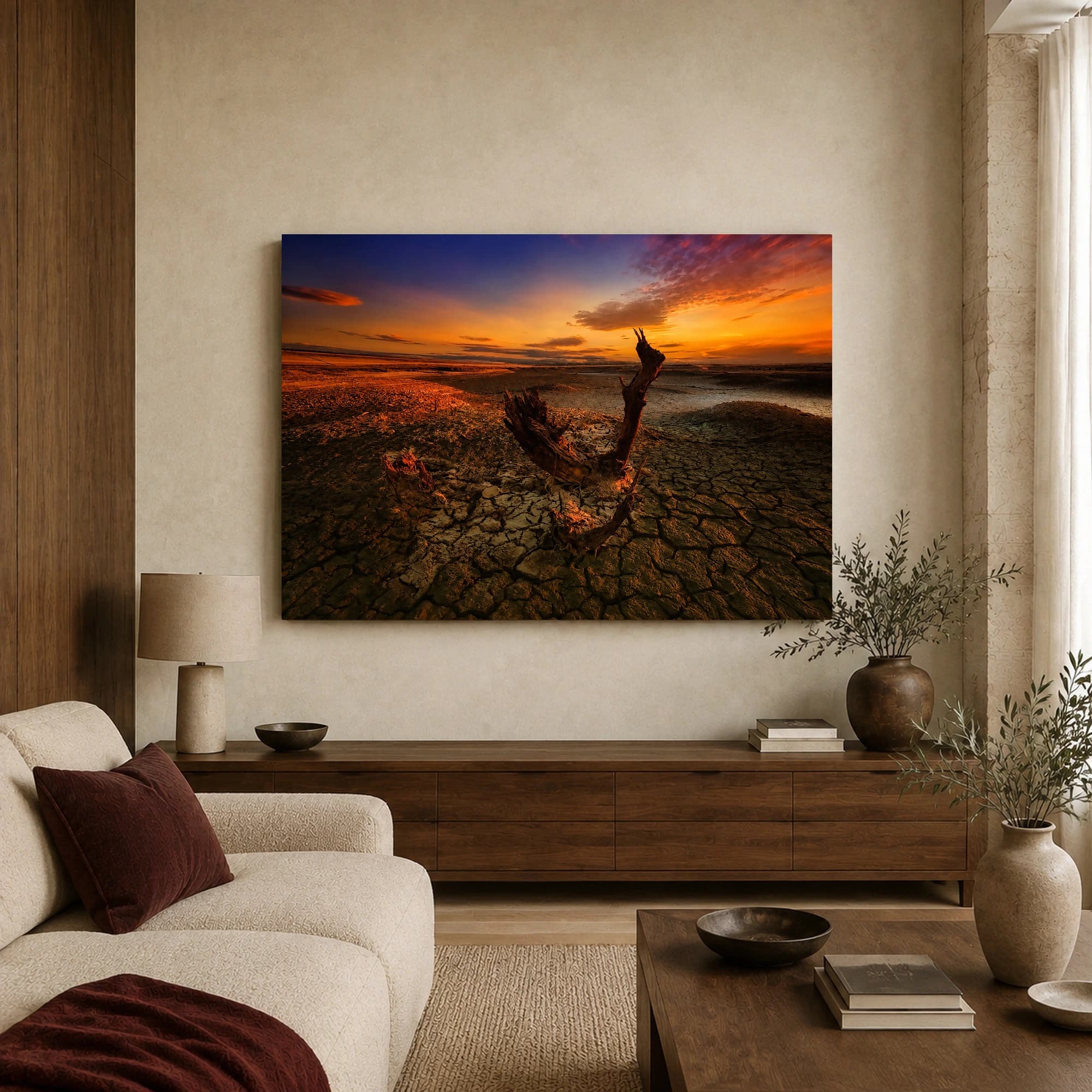 Cracked Earth Sunset Wasteland Canvas Print, view 3