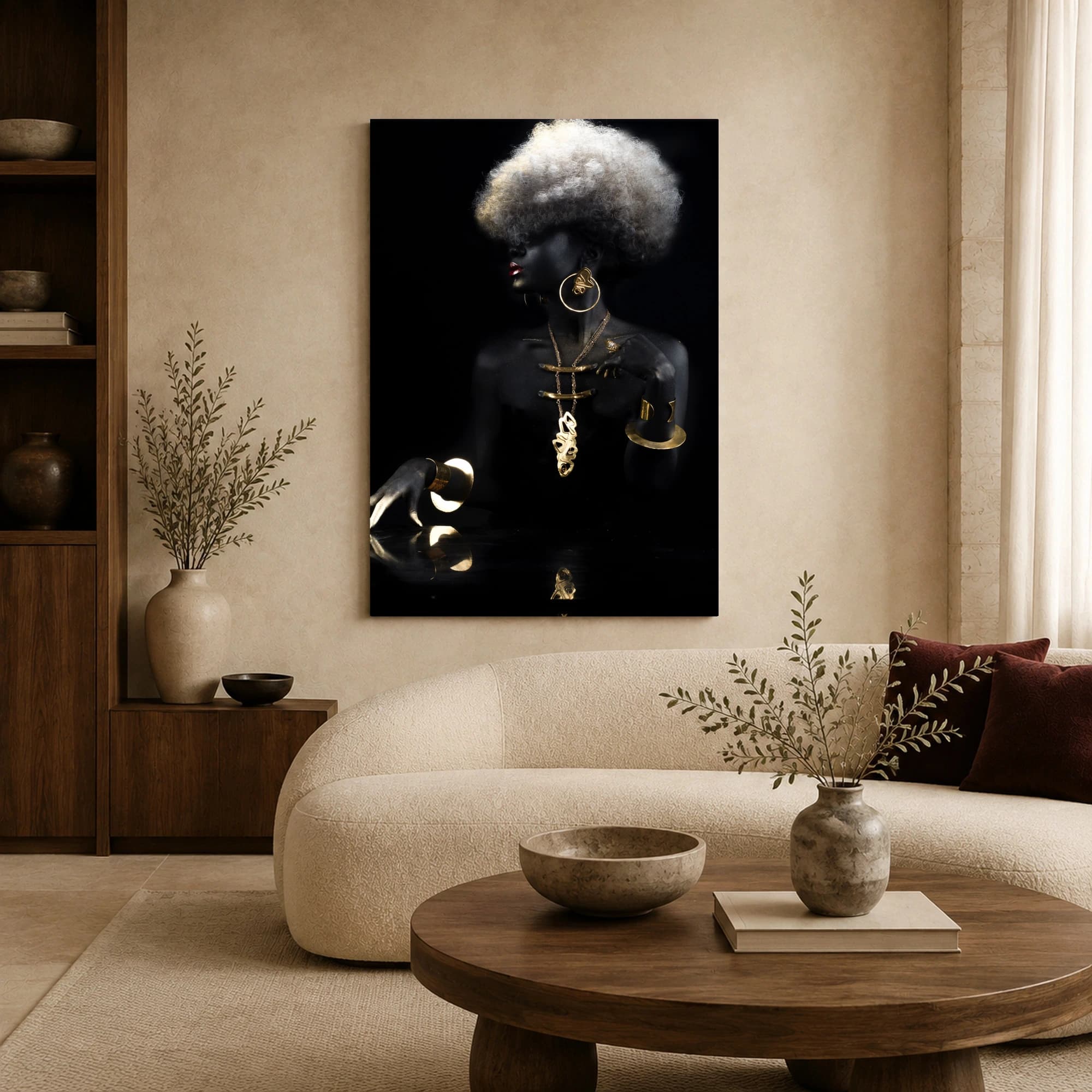 Golden Elegance Fine Art Portrait Canvas Print, view 4