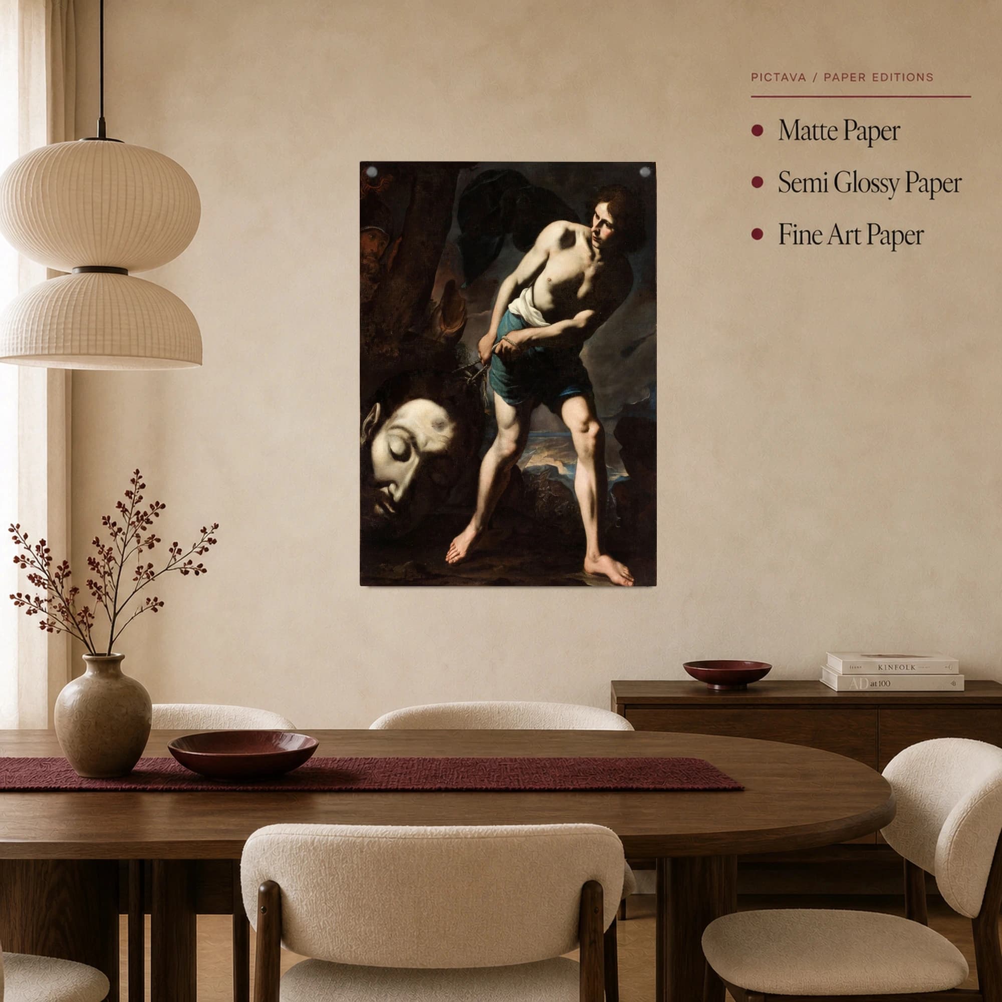 David with the Head of Goliath Baroque Fine Art Canvas Print, view 2