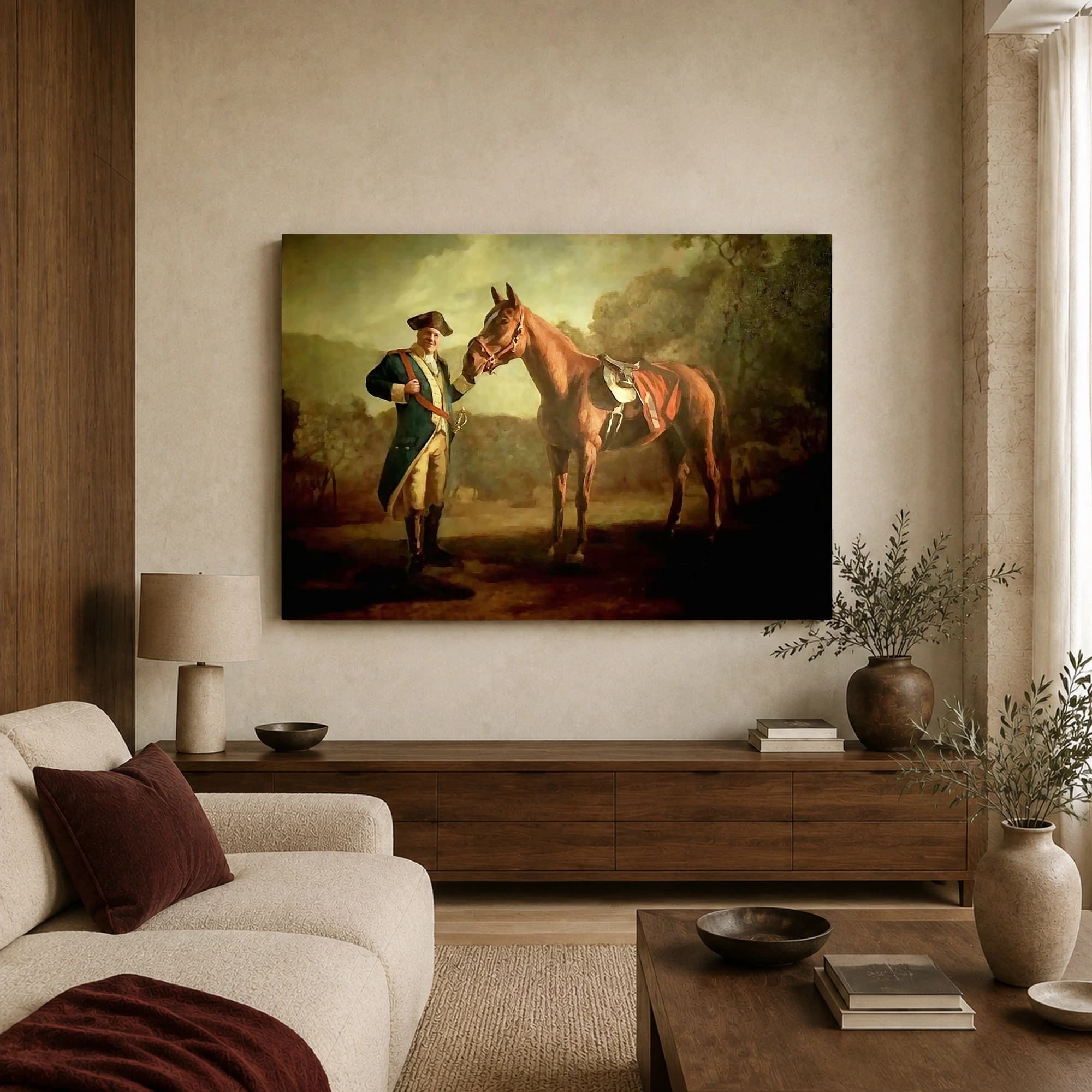 18th Century Officer Equestrian Portrait Wall Art Canvas Print, view 3