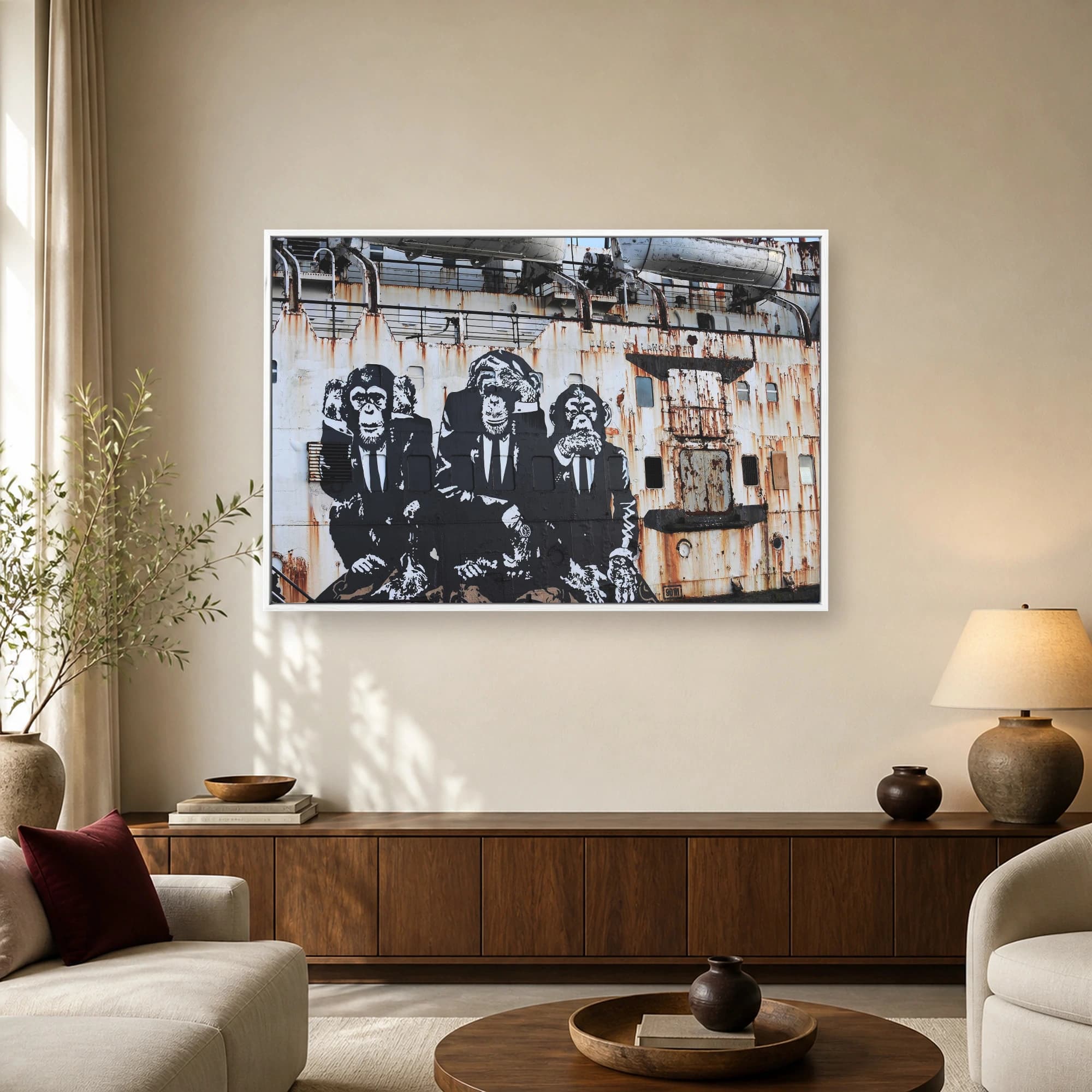 Three Wise Chimps Street Art Canvas Print, view 2