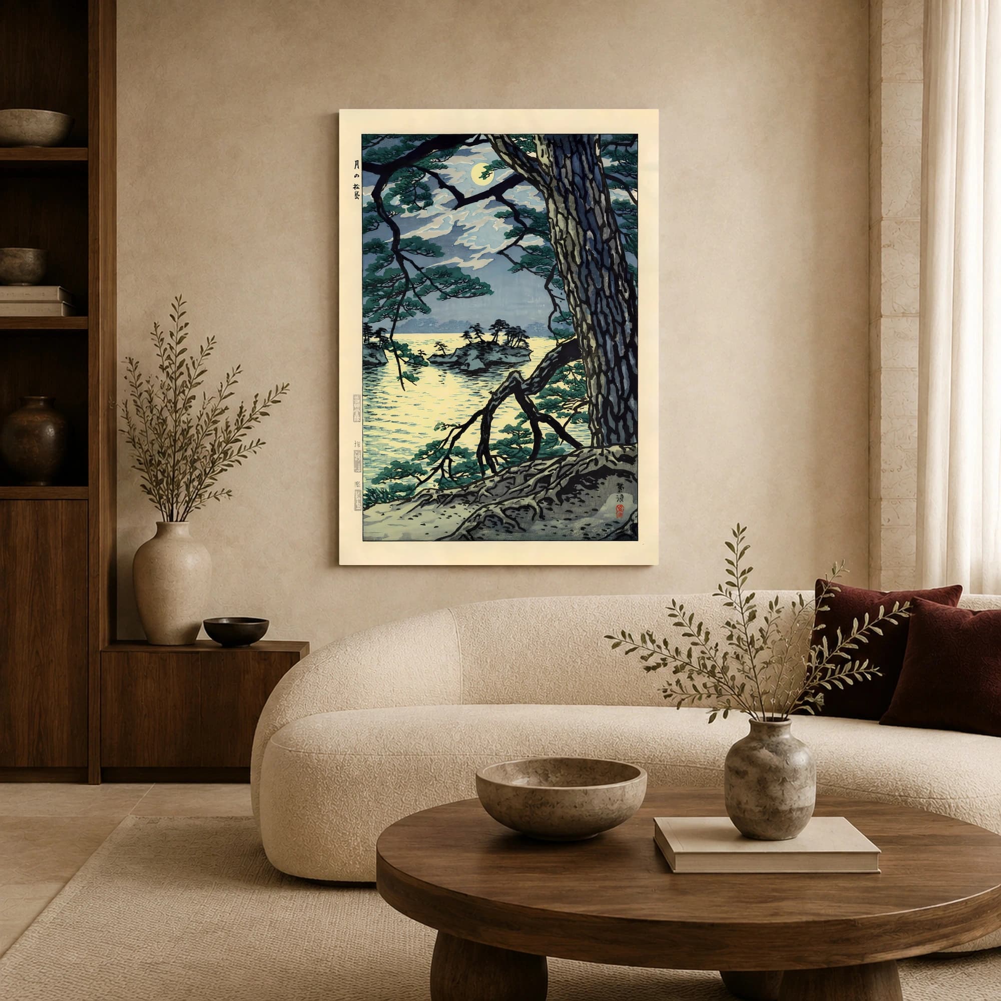 Moon over Matsushima Japanese Woodblock Print Wall Art, view 5