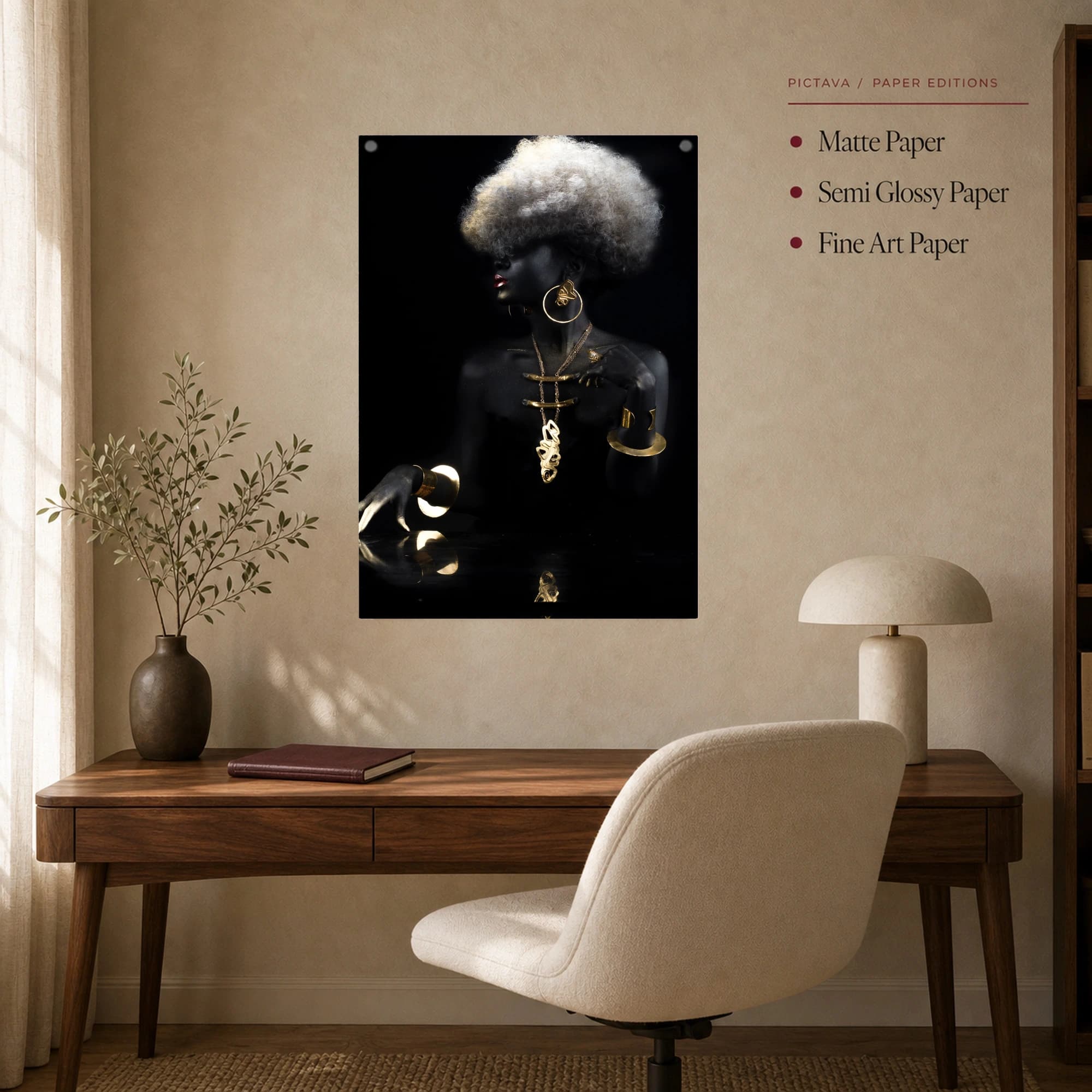 Golden Elegance Fine Art Portrait Canvas Print, view 8