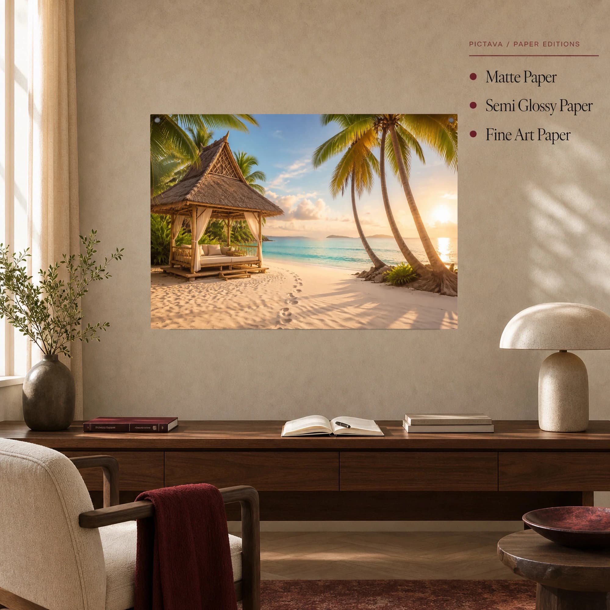 Tropical Sunset Beach Pavilion Wall Art, view 5