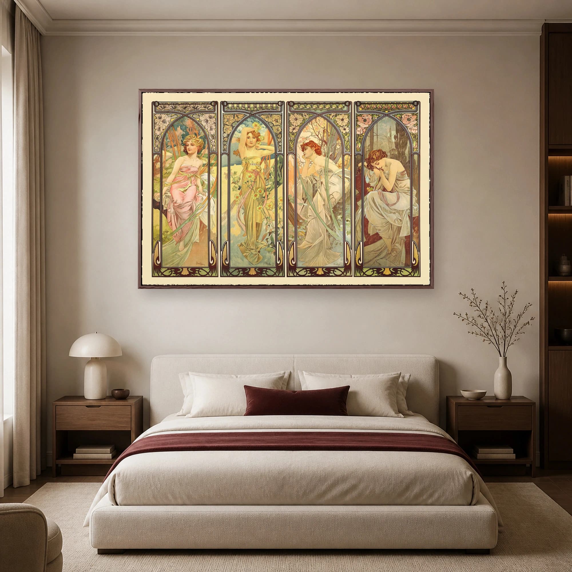 Alphonse Mucha The Times of the Day Four-Panel Vintage Art Print, view 5
