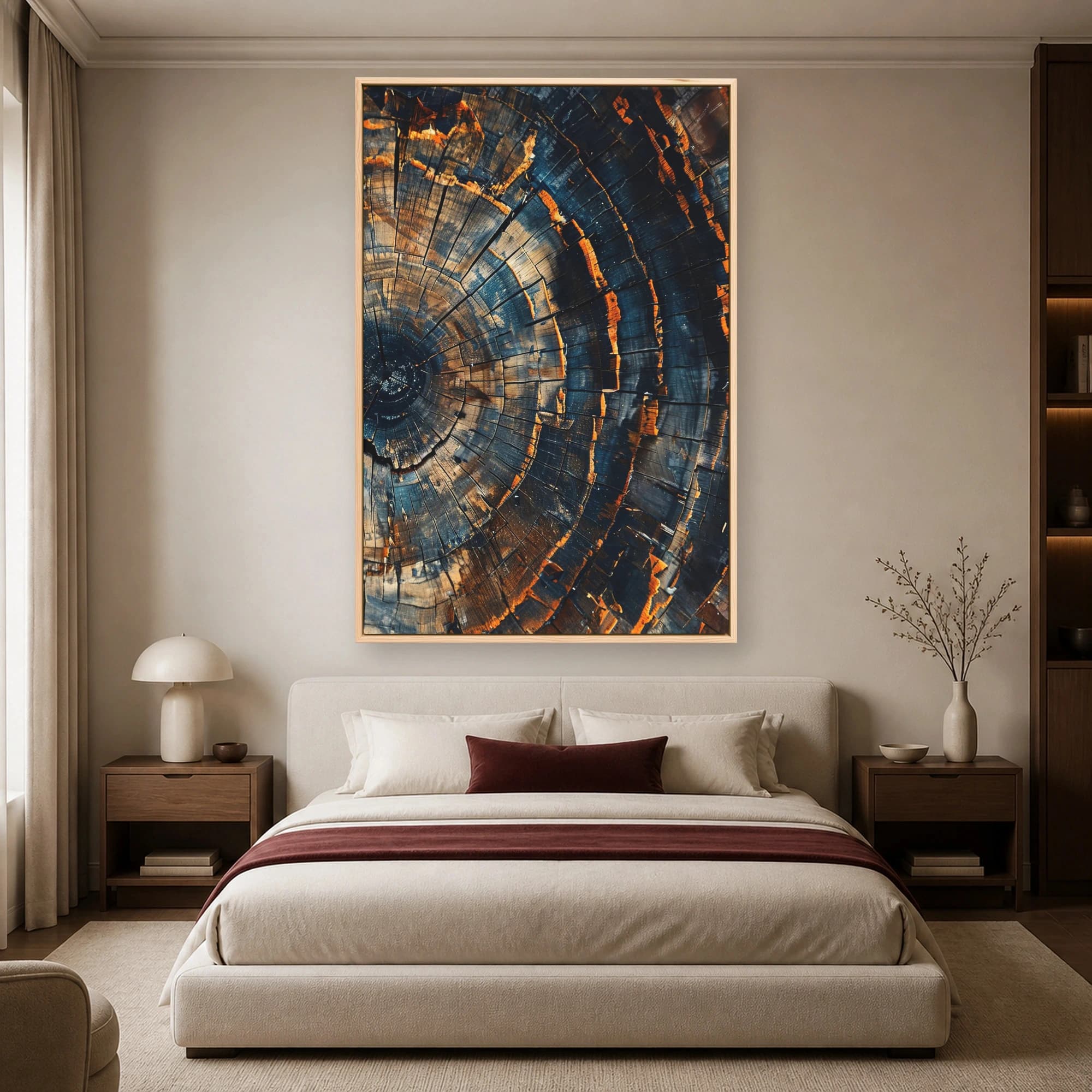 Charred Timber Rings Abstract Wall Art, view 4
