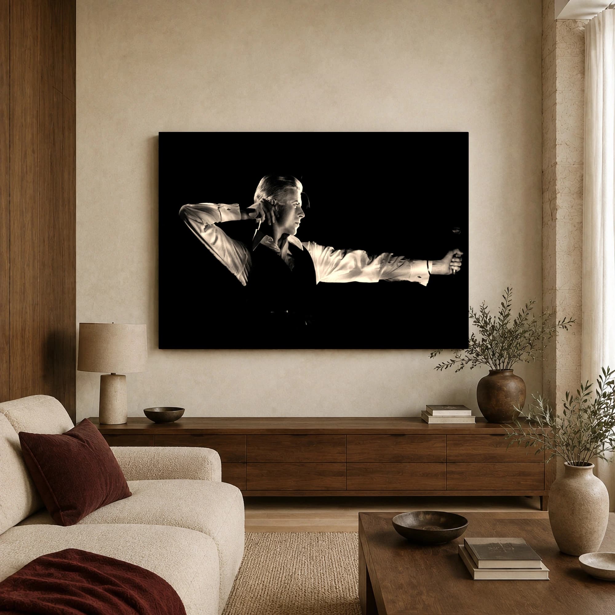 David Bowie Iconic Bow and Arrow Black and White Portrait Art Print, view 3