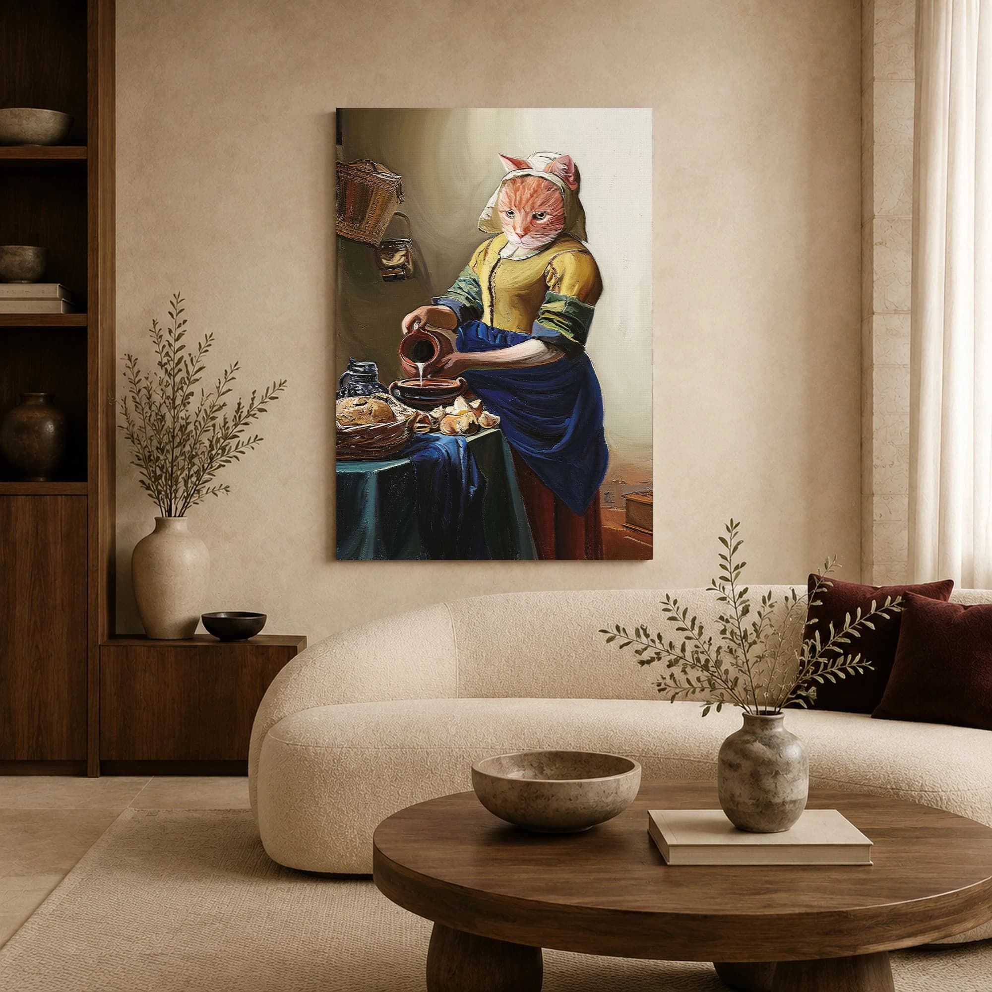 The Milkmaid Cat Funny Classical Art Print, view 6