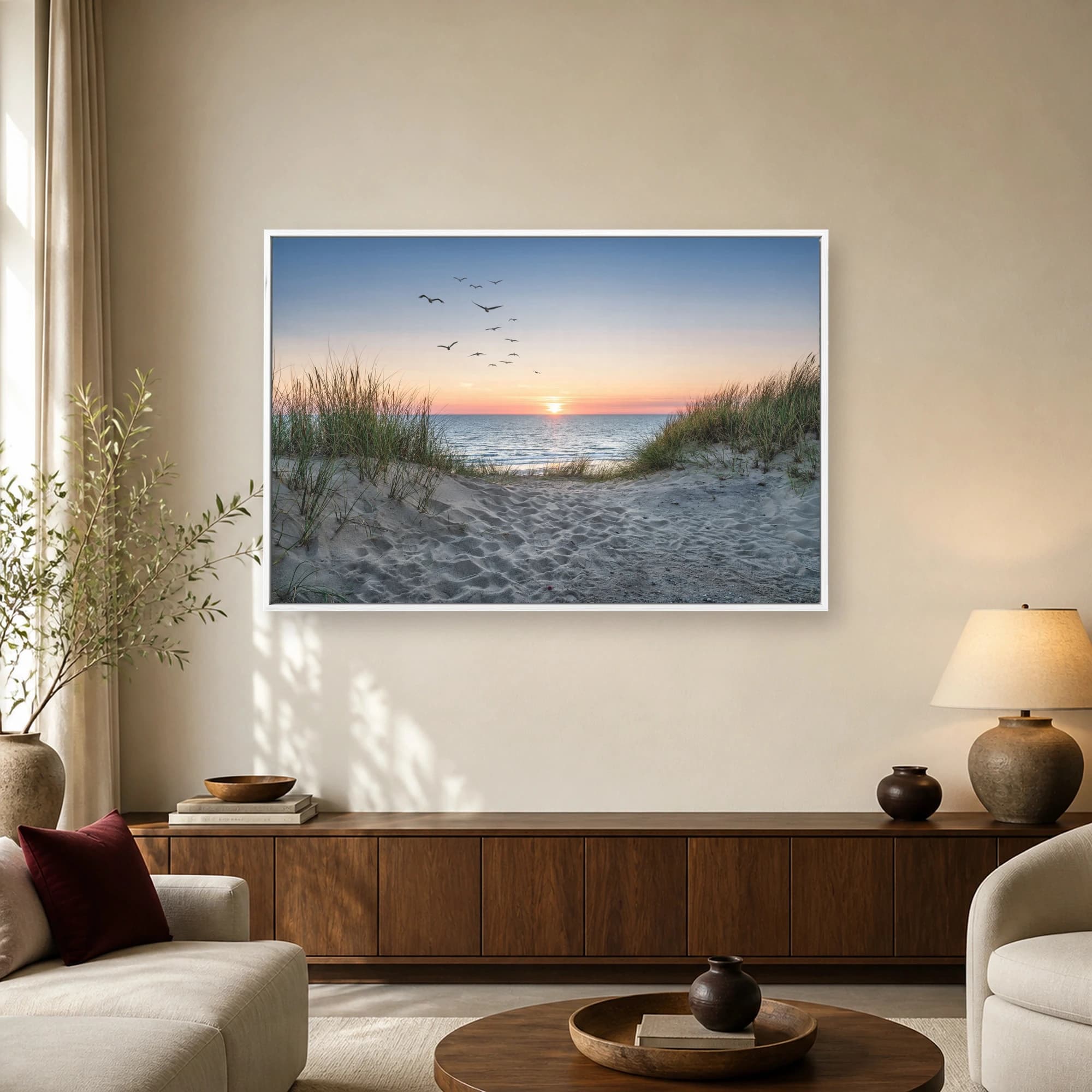 Sunset Path to the Sea Coastal Landscape Art, view 2