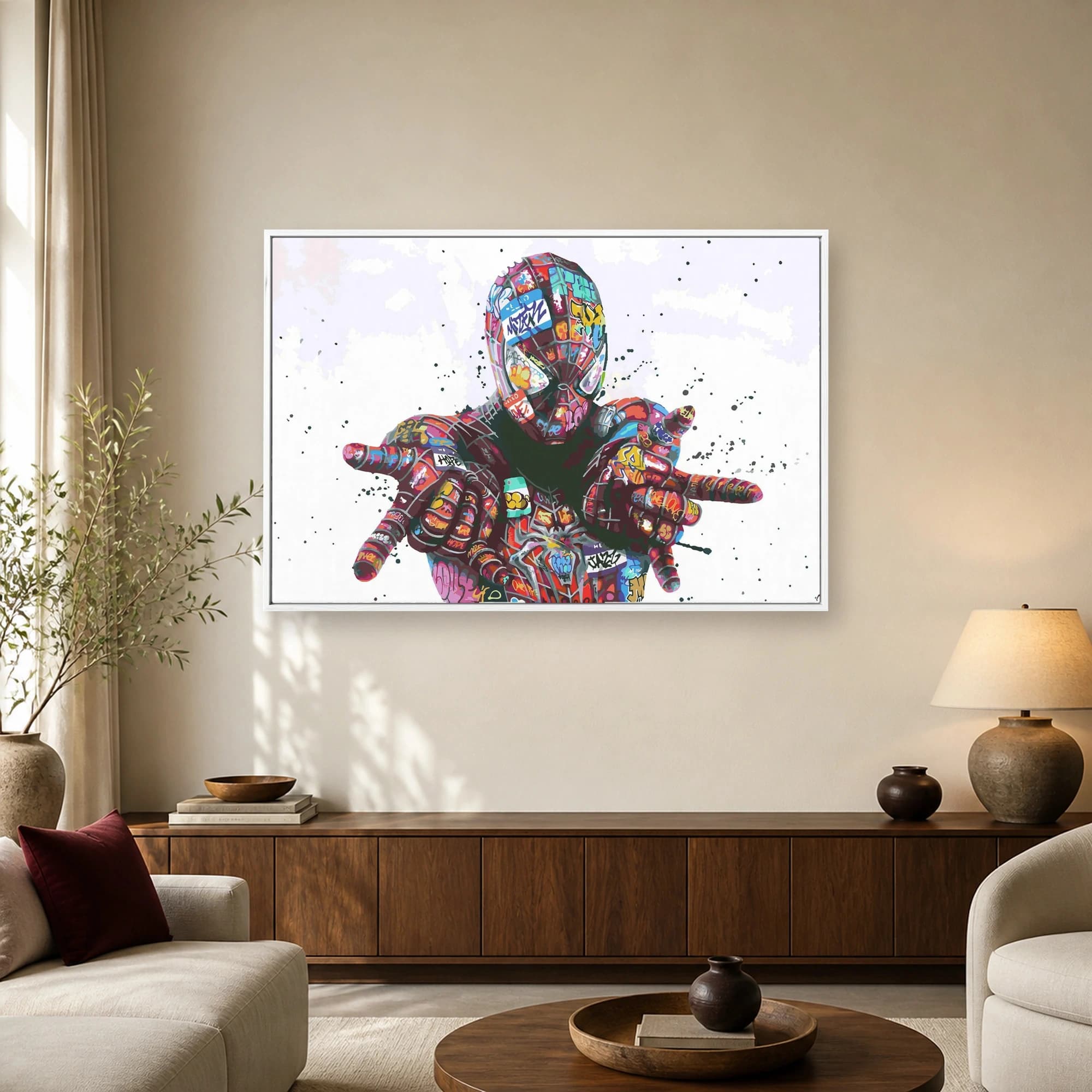 Urban Graffitied Superhero Pop Art Canvas Print, view 5