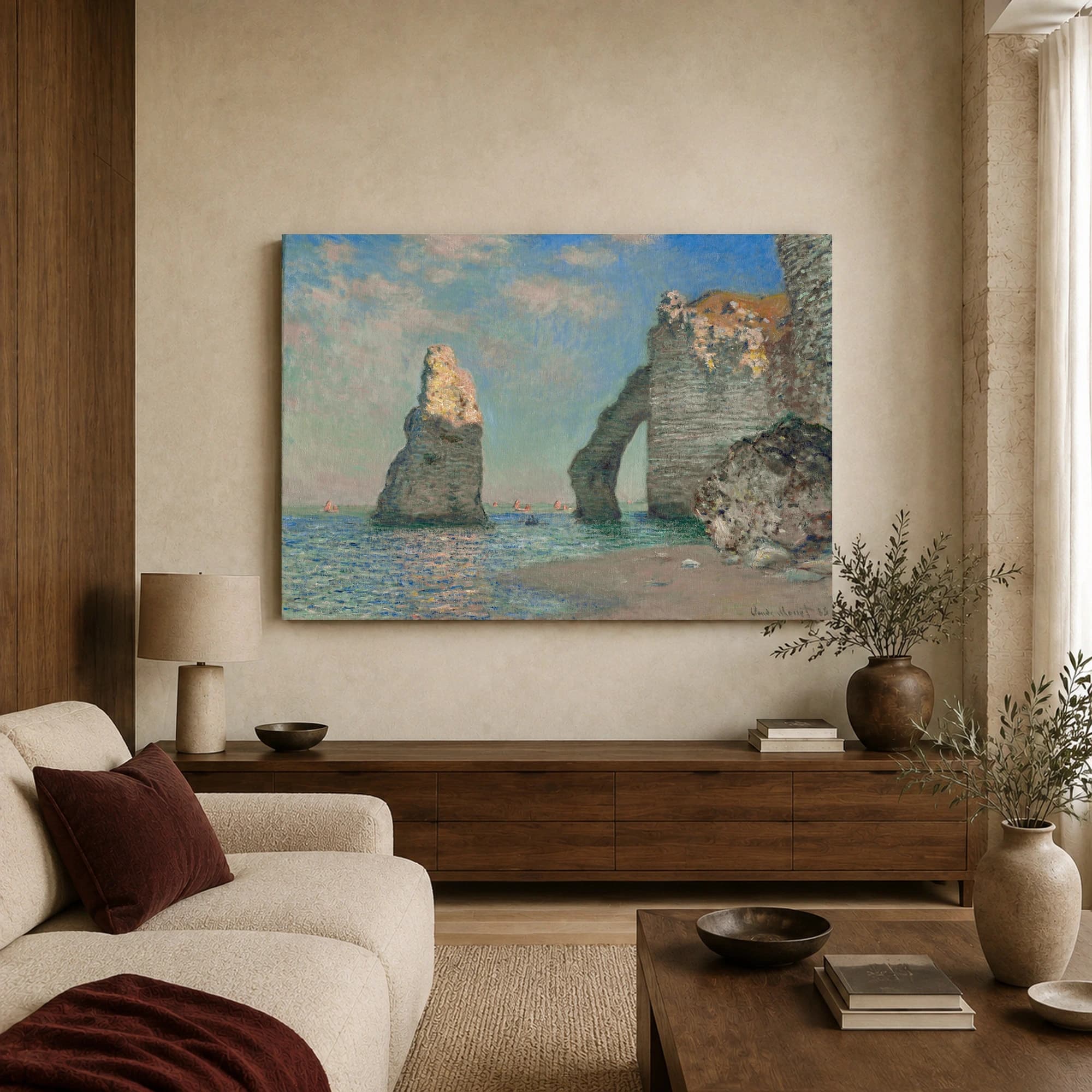 Monet The Cliffs at Etretat Canvas Print, view 3