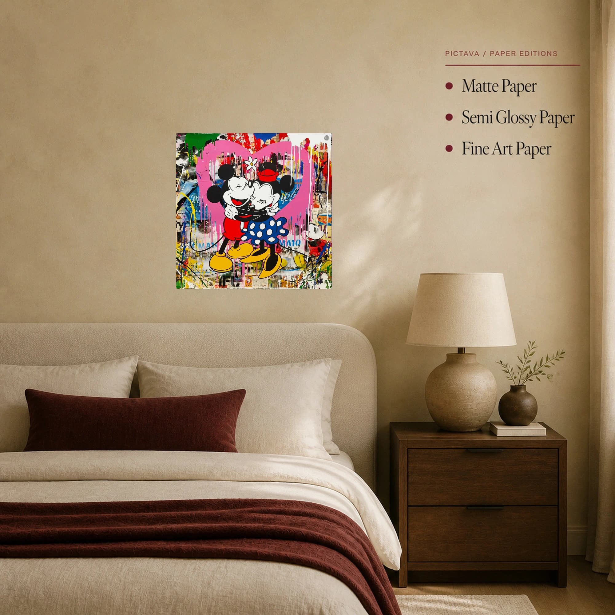 Mickey and Minnie Pop Art Canvas Print - Urban Romance Wall Art, view 8