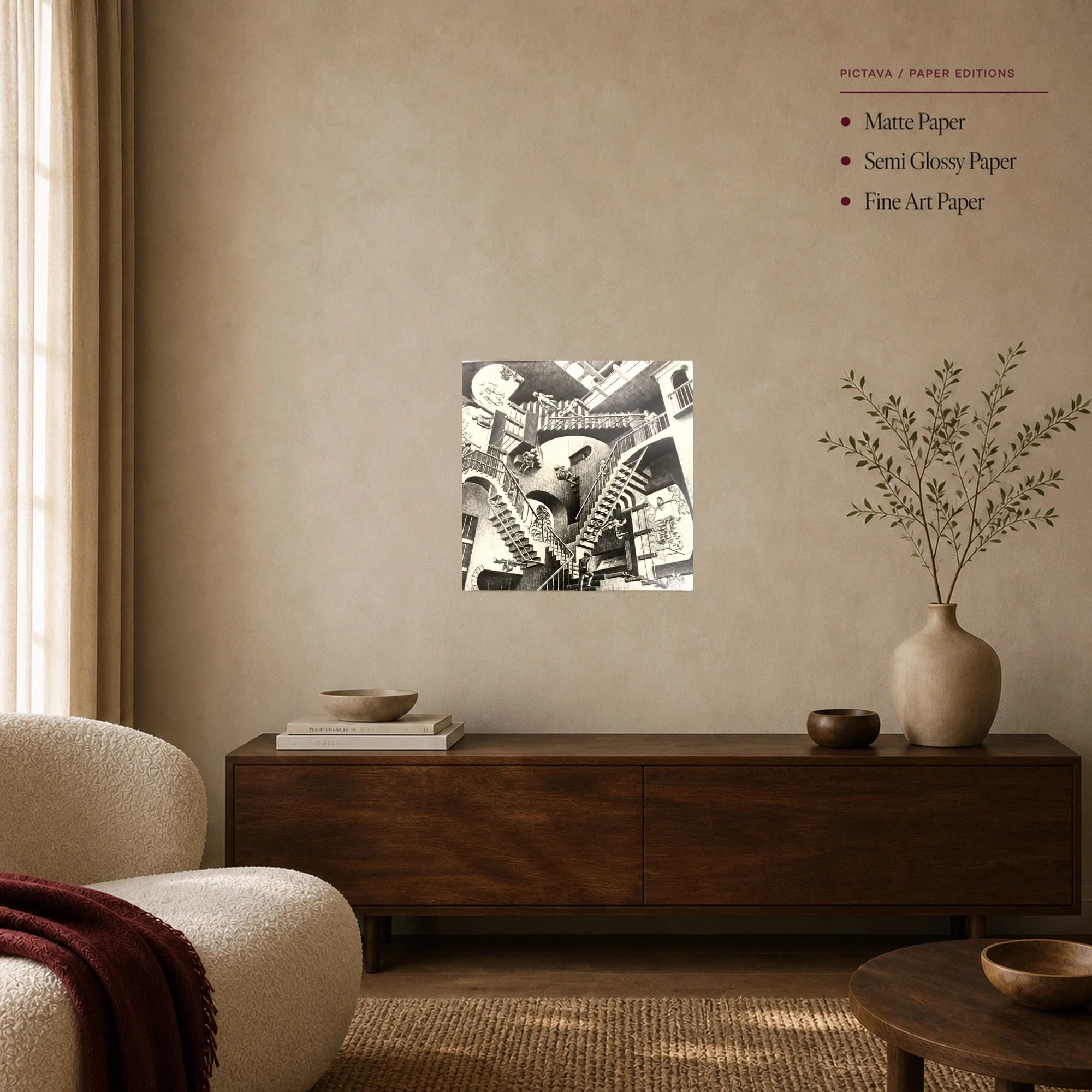 M.C. Escher Relativity Optical Illusion Surreal Wall Art, view 8