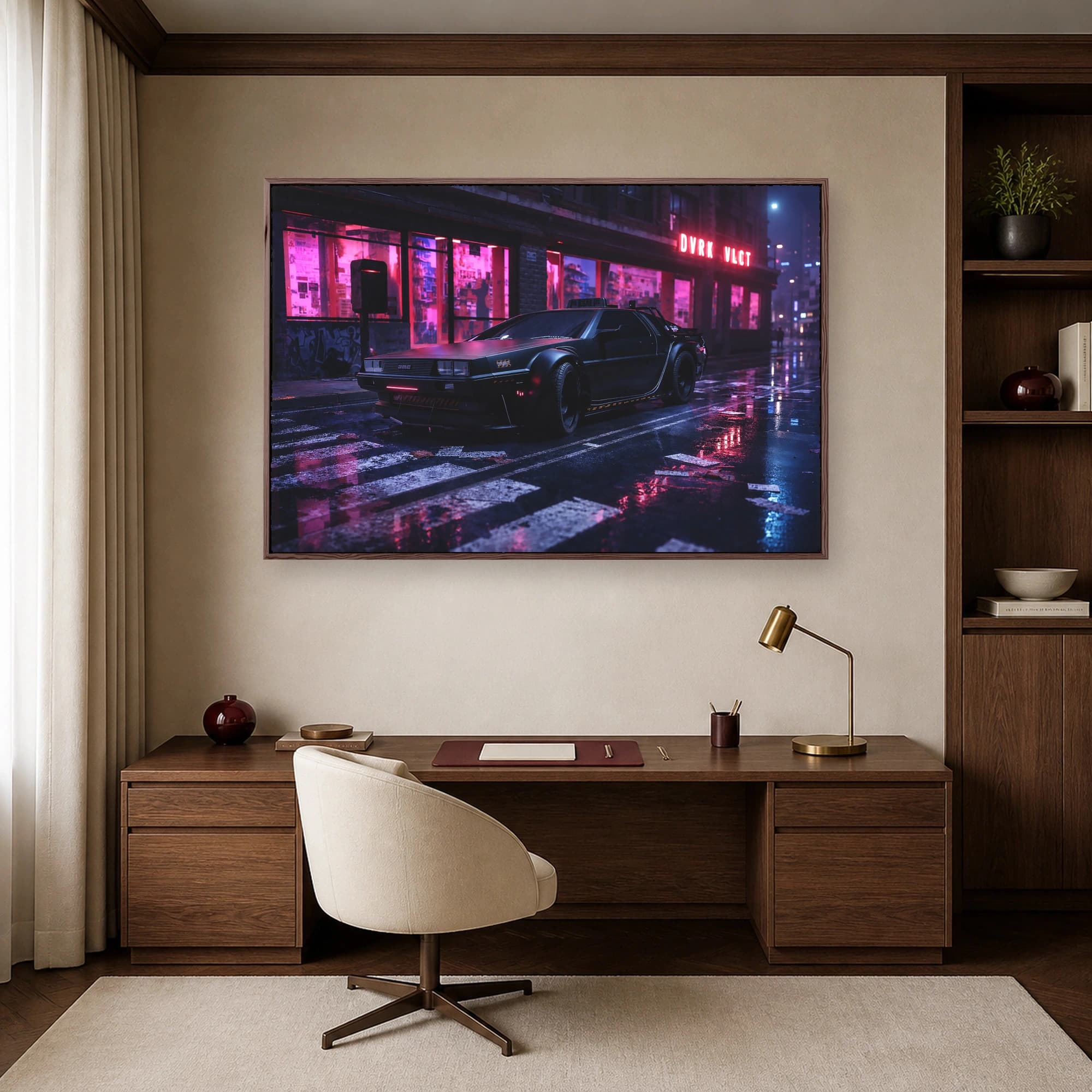 Cyberpunk Neon Car Night City Canvas Print, view 6