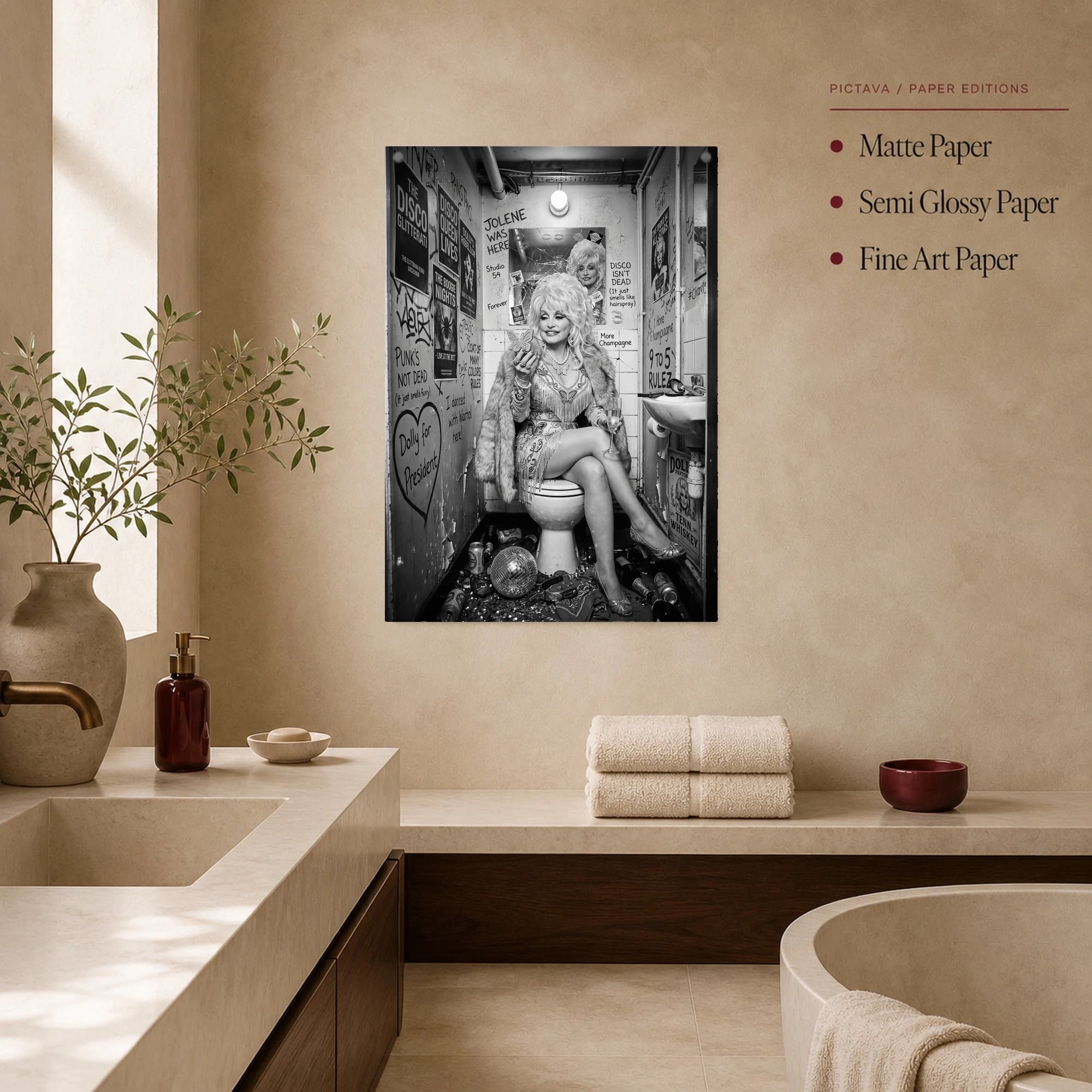 Dolly Parton Disco Bathroom Canvas Print & Poster Art, view 3