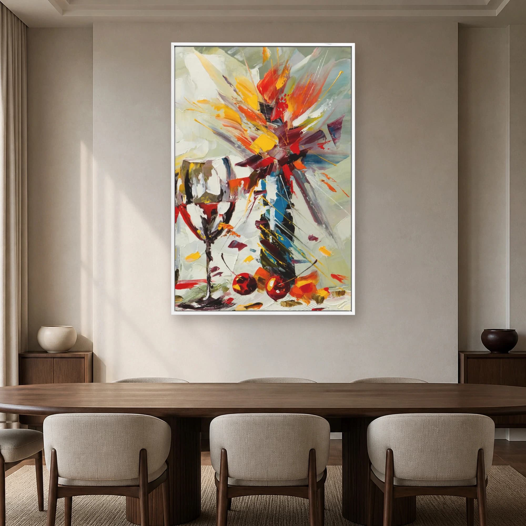 Abstract Wine Glass and Burst of Colors Canvas Print, view 3