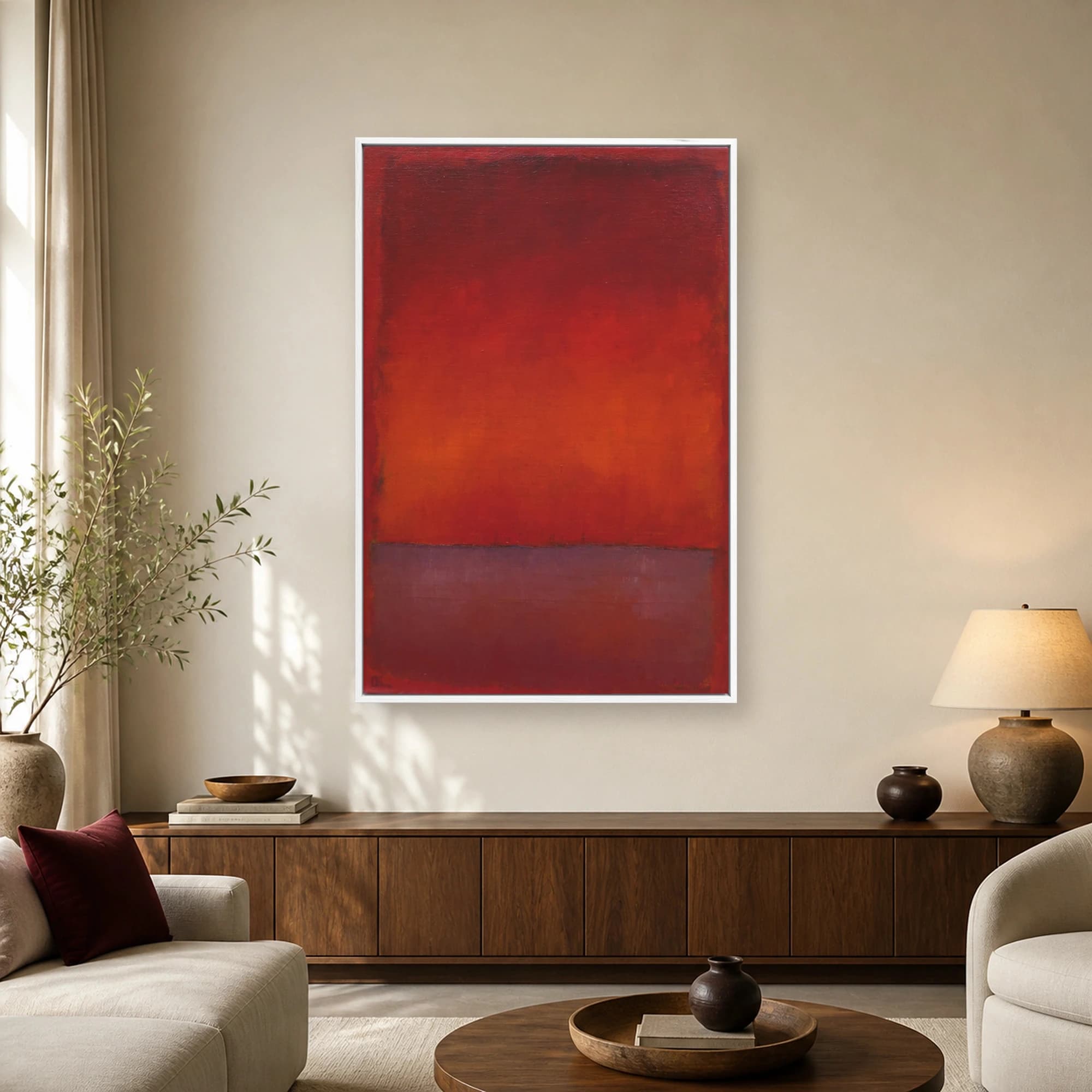 Crimson Horizon Color Field Abstract Wall Art, view 2