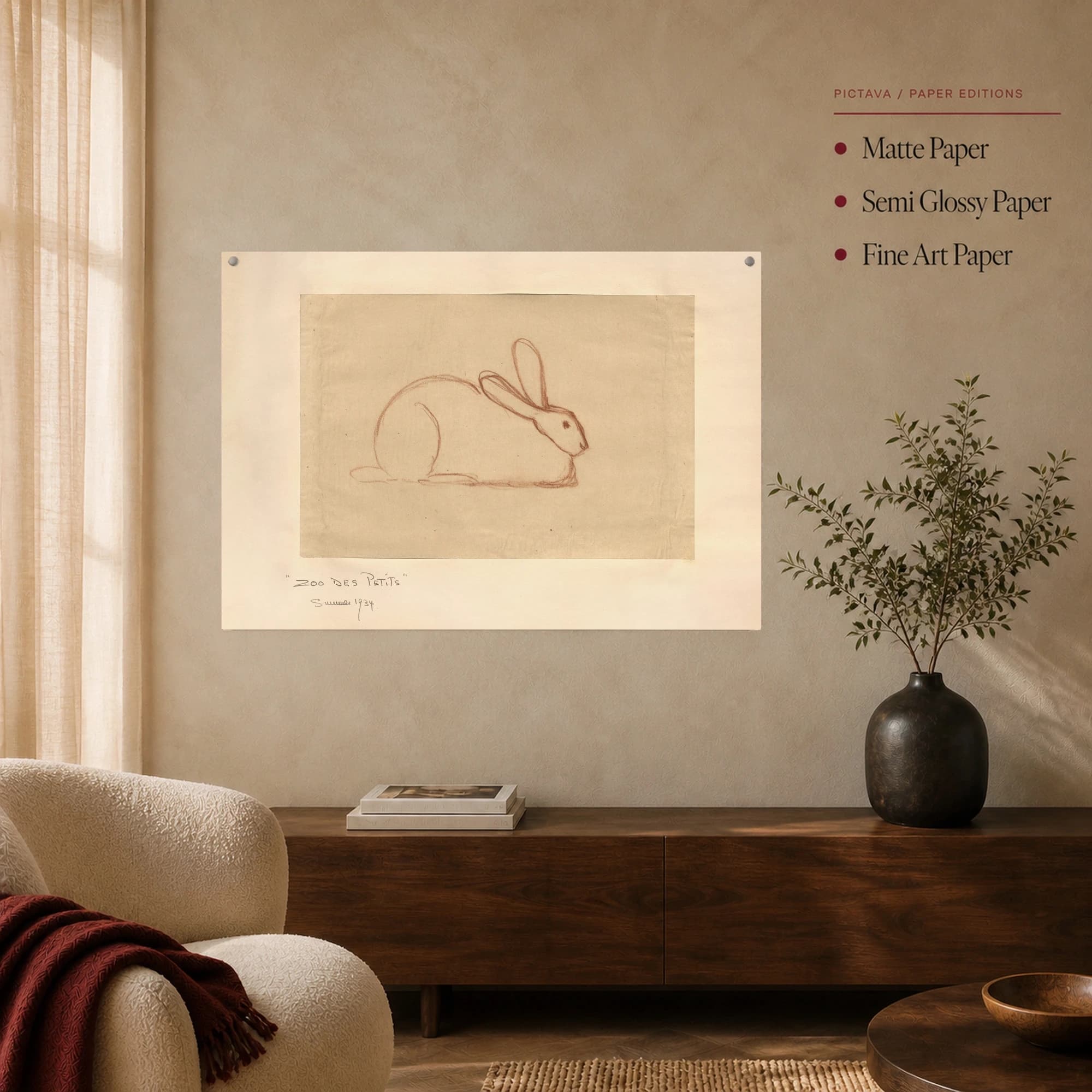 Zoo des Petits Vintage Rabbit Sketch Art Print, view 5