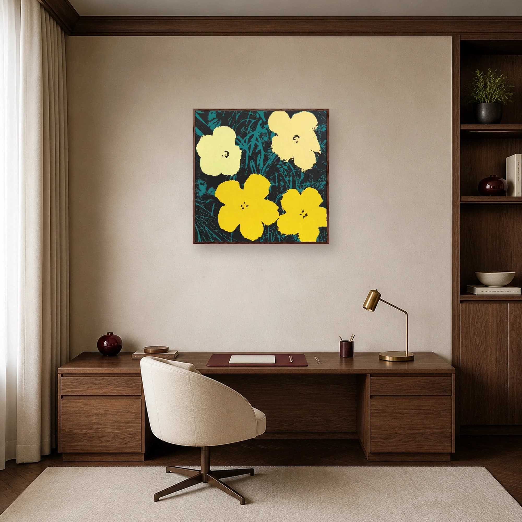 Yellow and Turquoise Pop Art Flowers Canvas Print, view 8