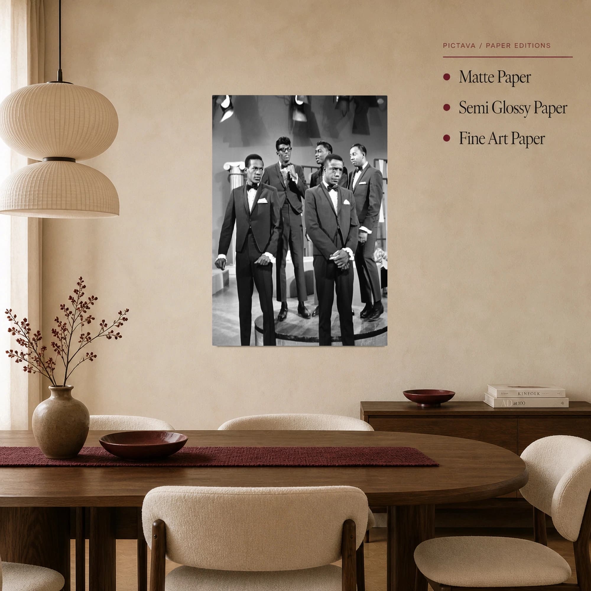 The Temptations Vintage Black and White Motown Wall Art Print, view 3