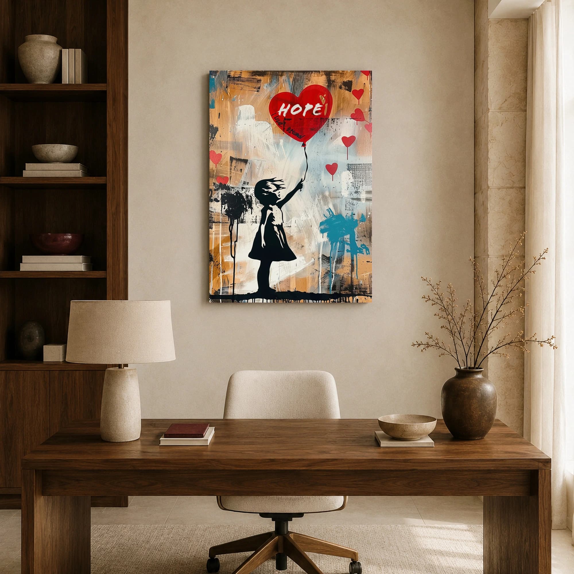 Hope Balloon Girl Urban Street Art Canvas Print, view 8