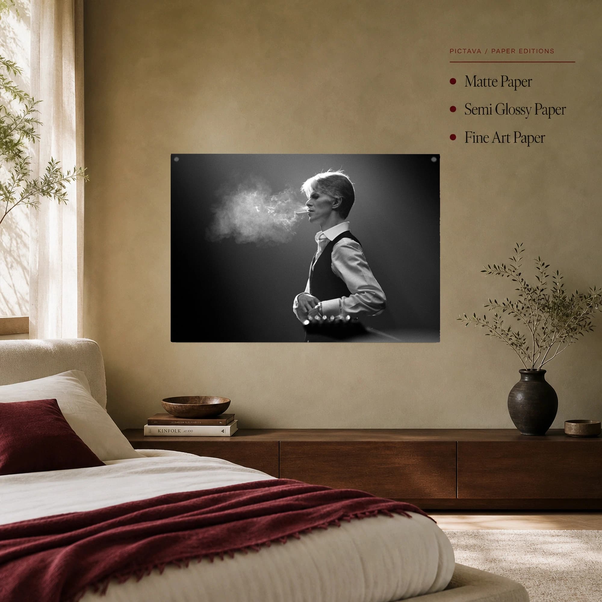 David Bowie Monochromatic Portrait Wall Art, view 8