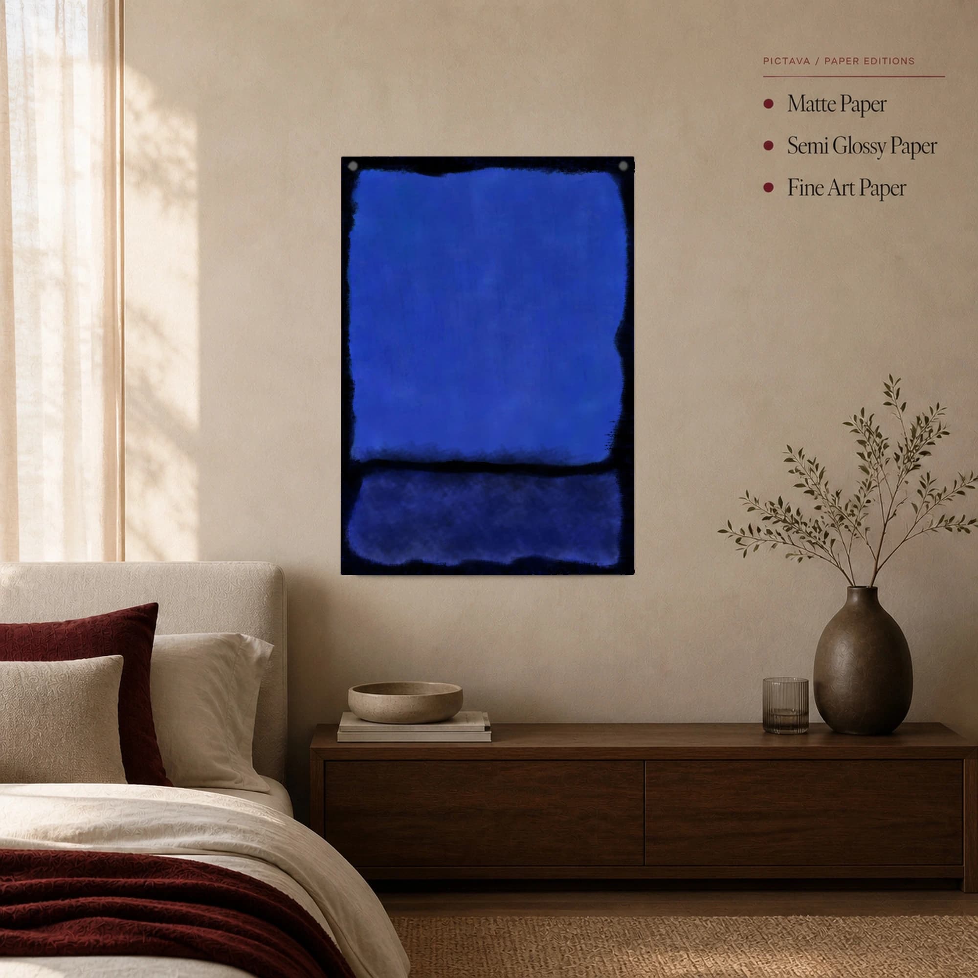 Untitled Blue and Black Abstract Color Field Art Print, view 3