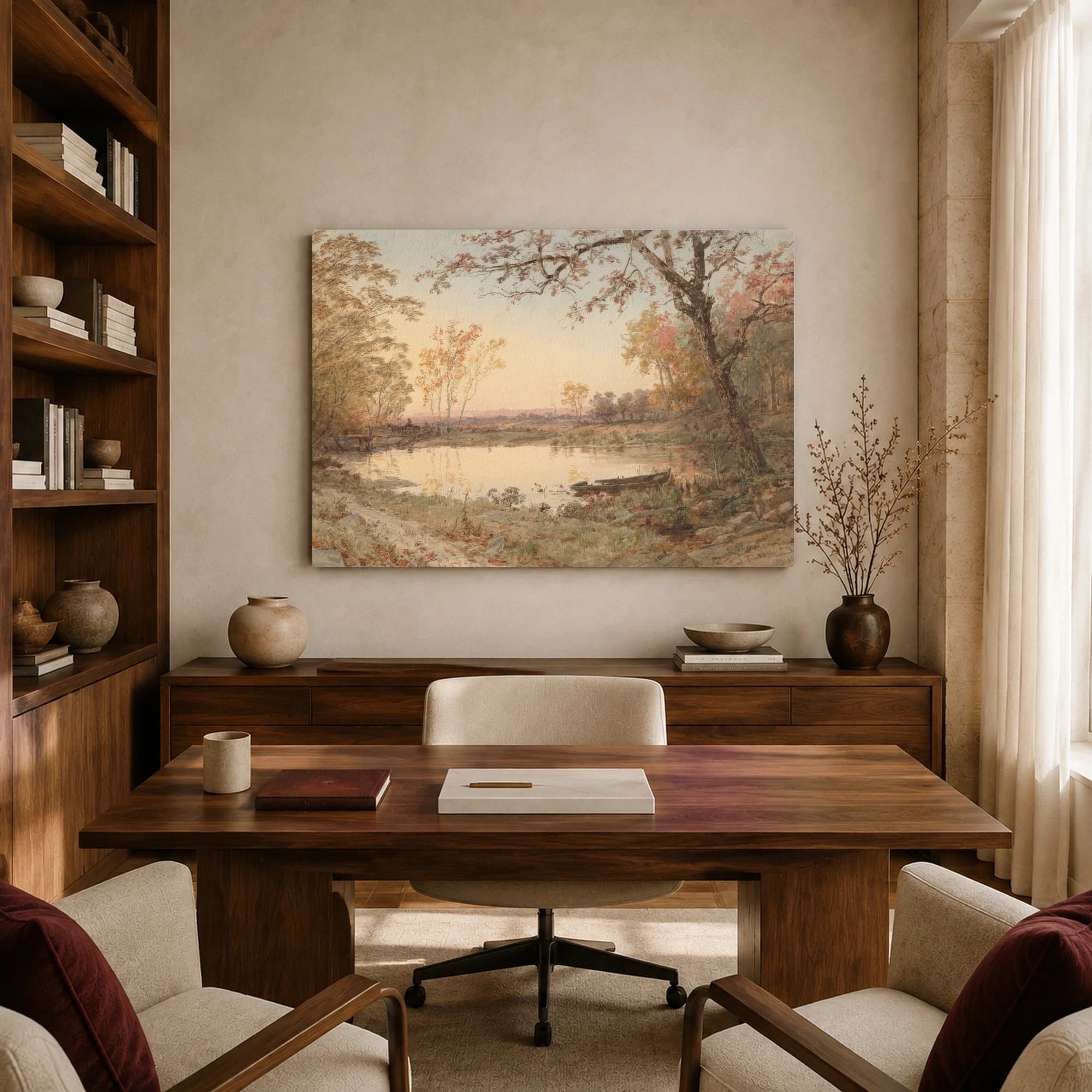 Vintage Autumn Landscape Watercolor Print, view 8