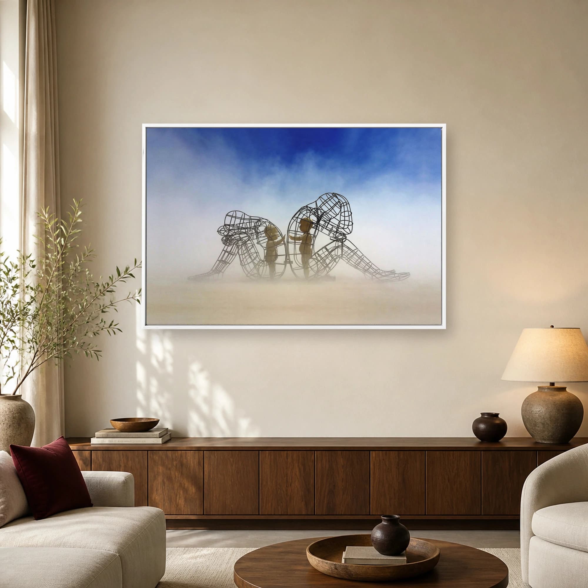 Wireframe Statues Desert Art Print, view 3
