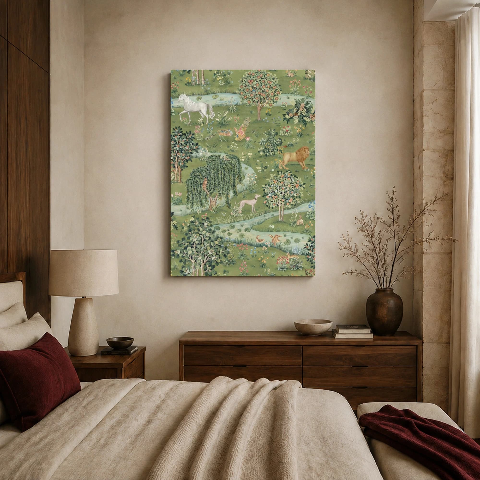 Vintage Pastoral Wildlife Garden Tapestry Wall Art, view 7