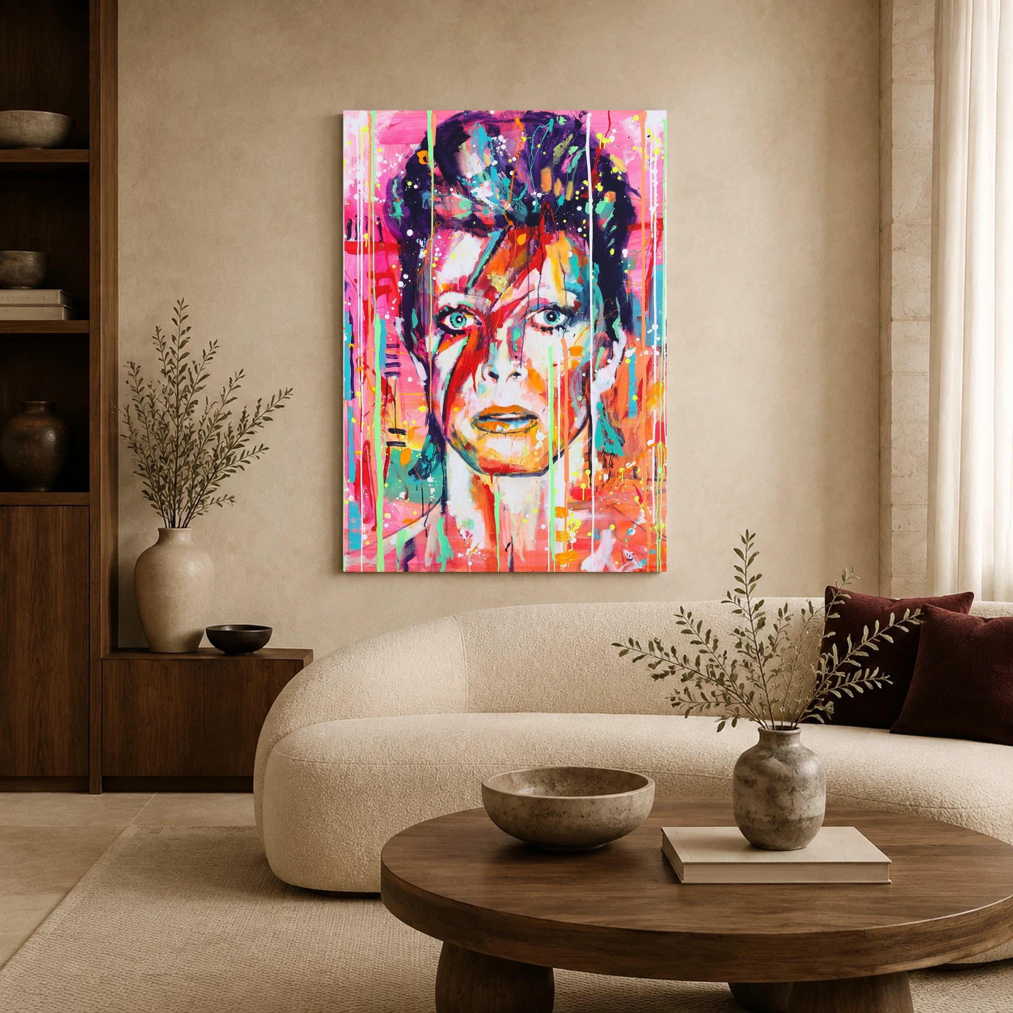 David Bowie Neon Pop Art Canvas Print, view 6