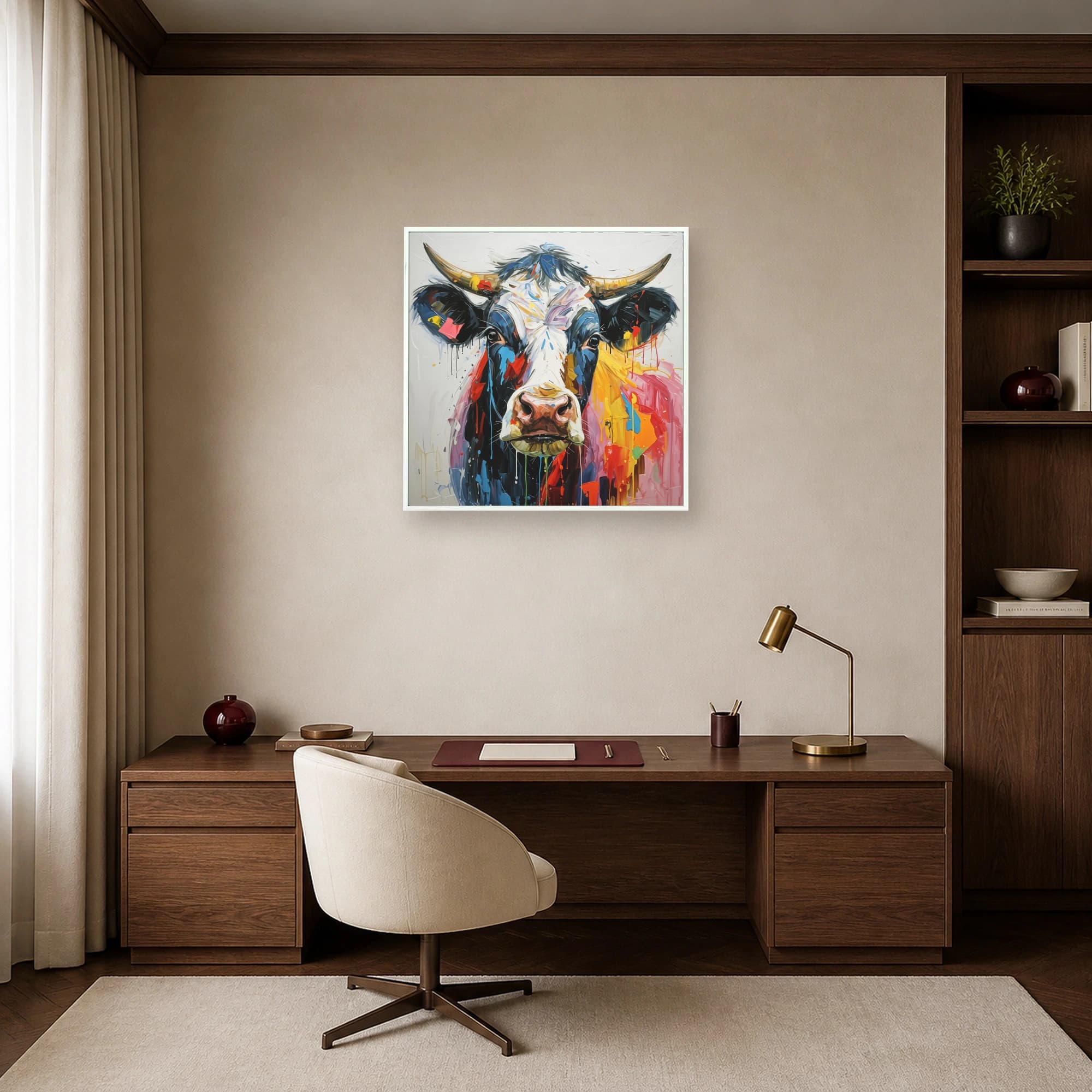 Colorful Abstract Cow Portrait Canvas Print, view 6