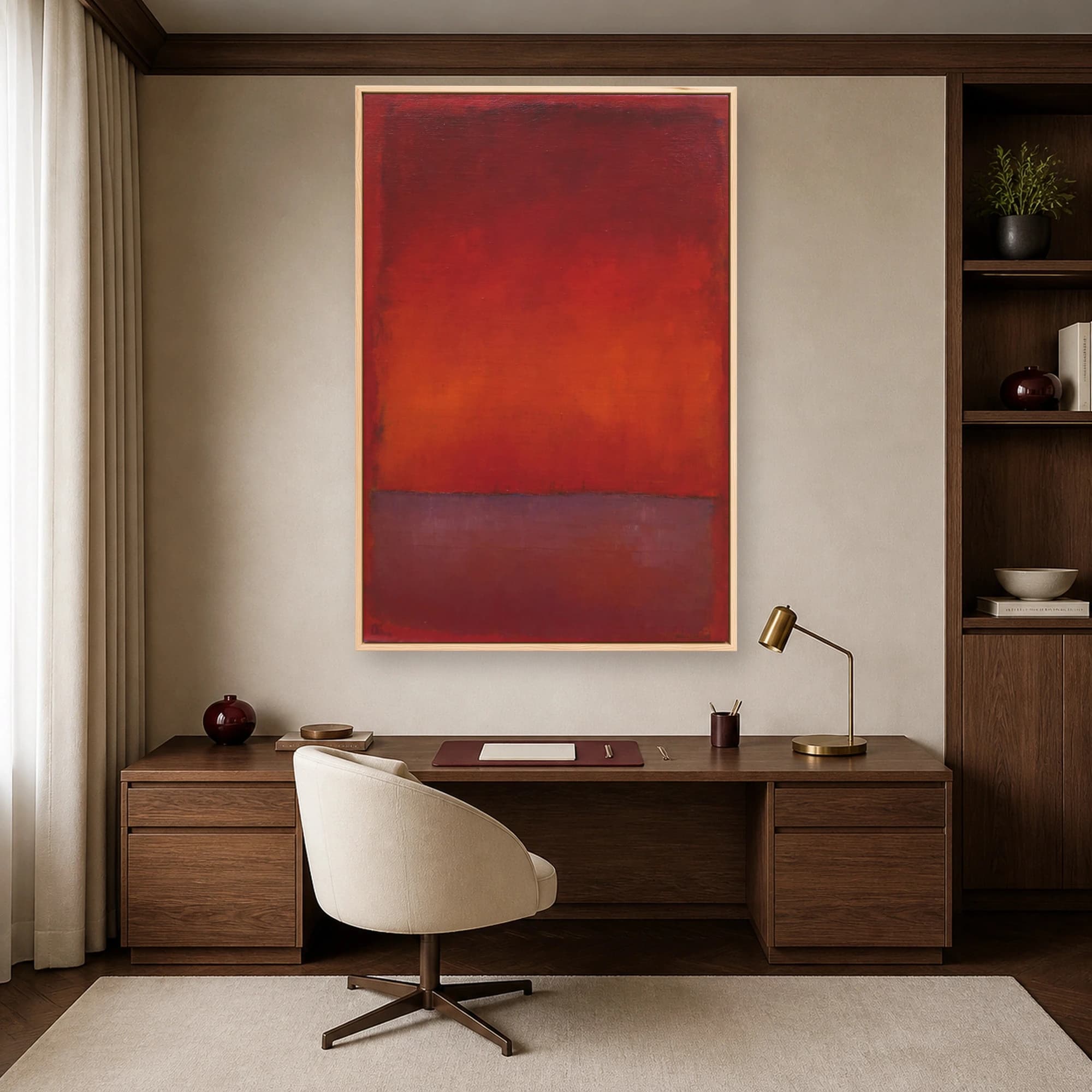 Crimson Horizon Color Field Abstract Wall Art, view 5