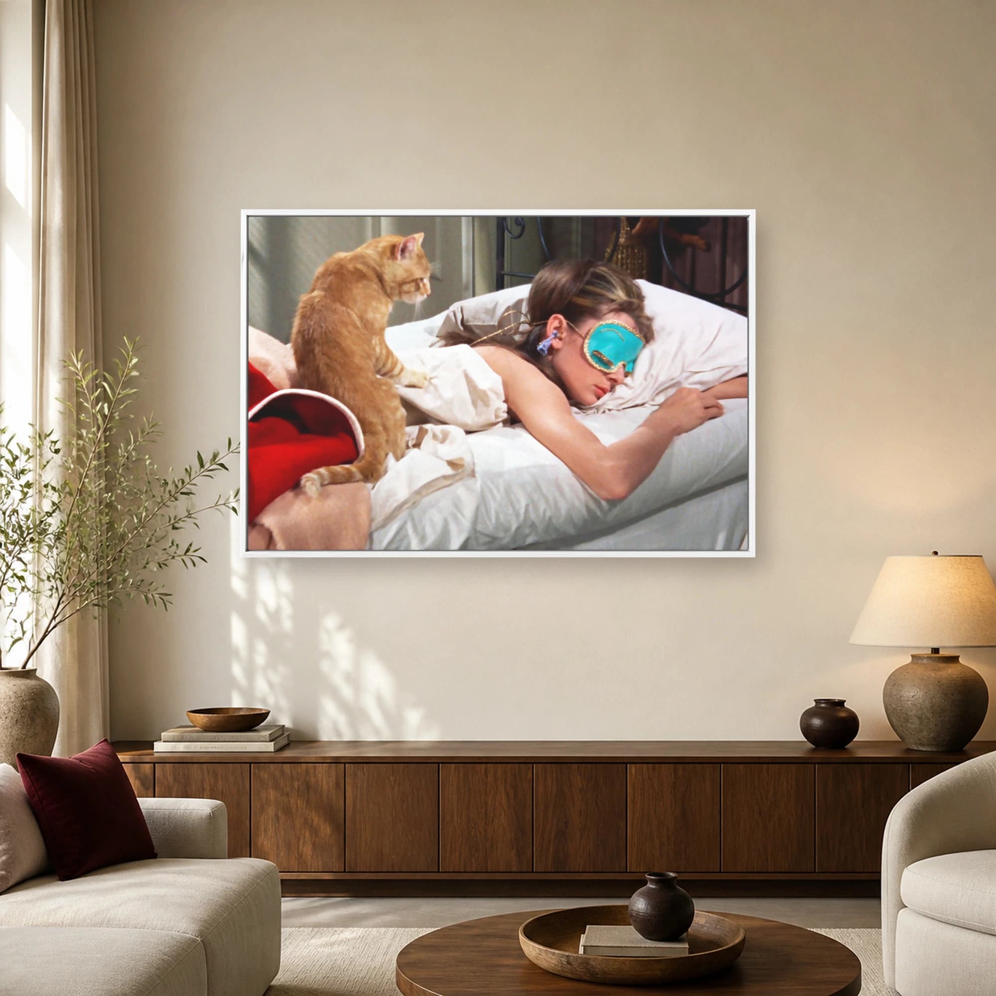 Breakfast at Tiffany's Movie Canvas Art: Holly & Cat Sleeping, view 2