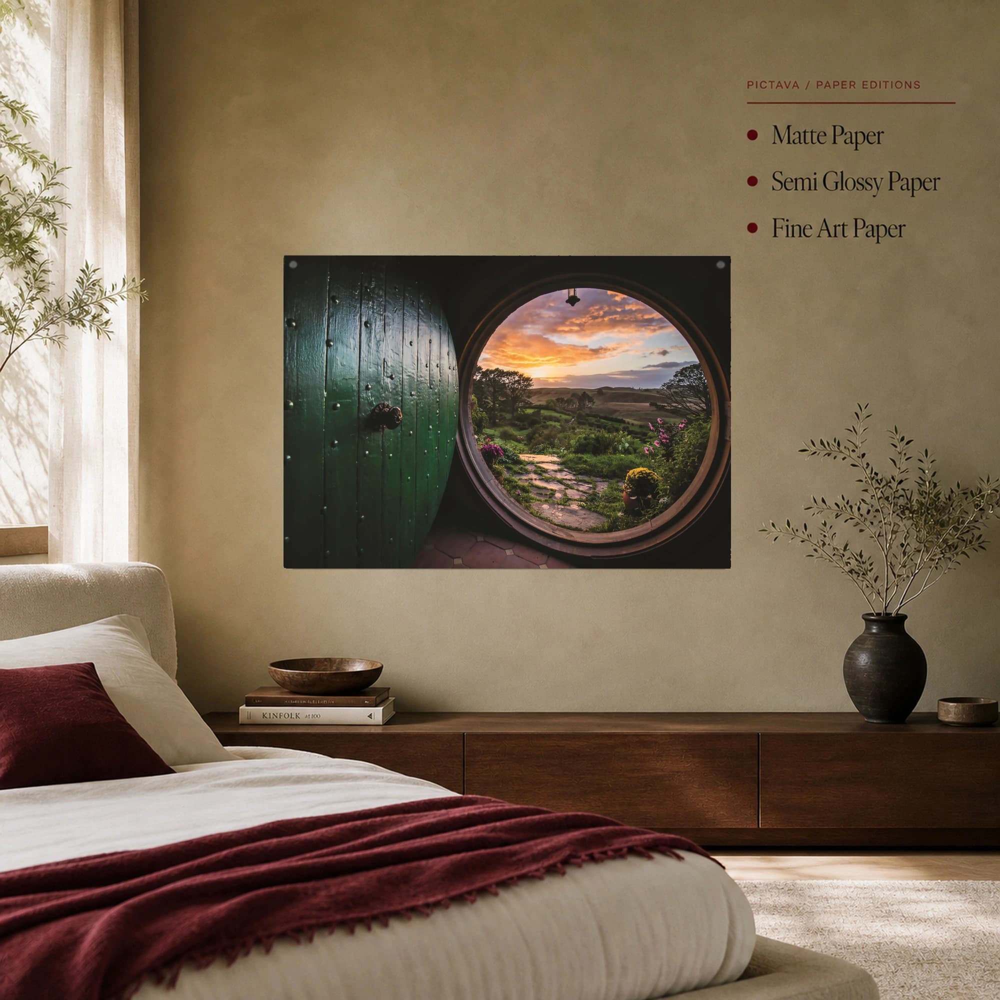 Hobbit Hole Sunset Landscape Canvas Print, view 7