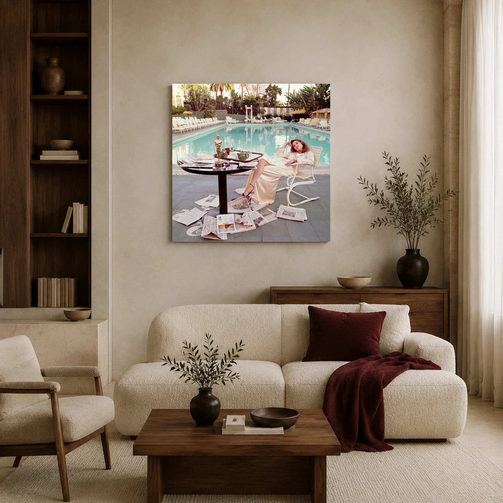 Faye Dunaway Oscar Morning Poolside Wall Art Print, view 4