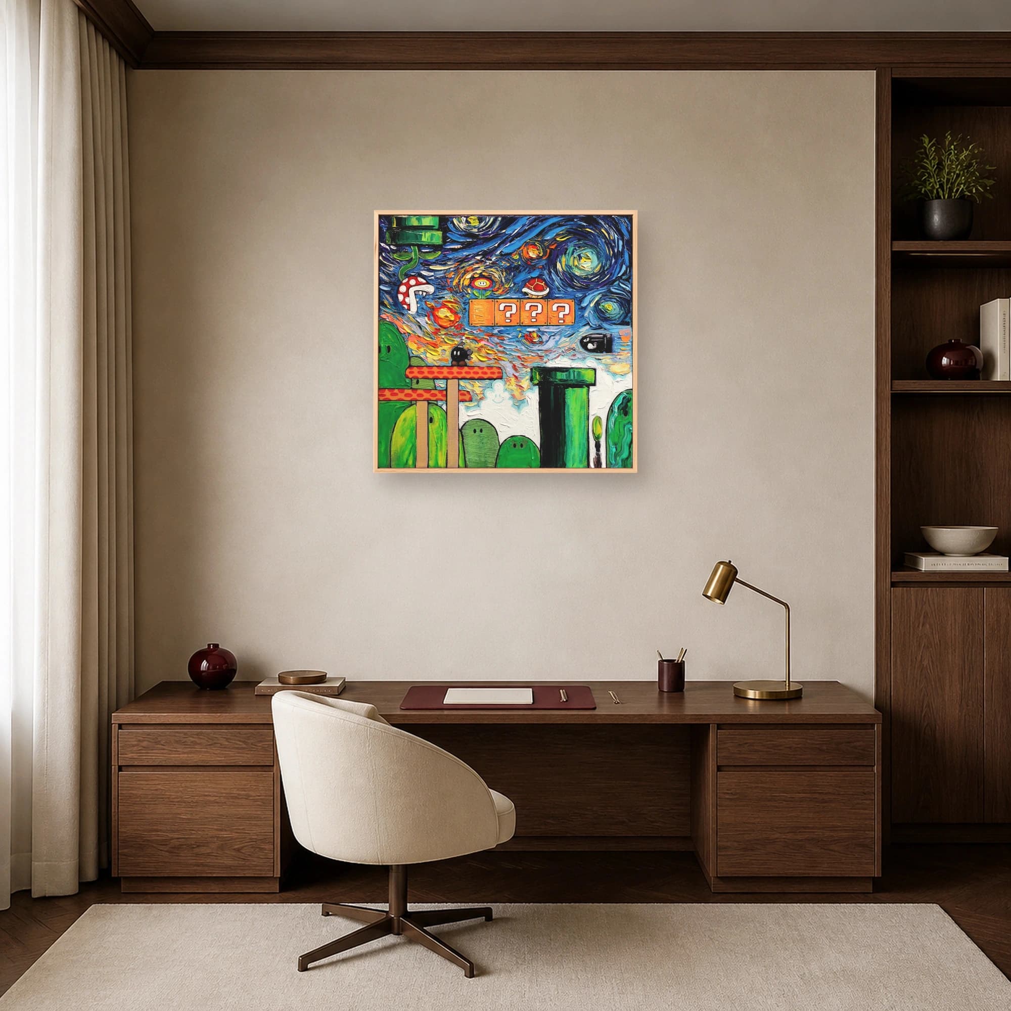 Starry Night Mushroom Kingdom Gaming Canvas Print, view 8