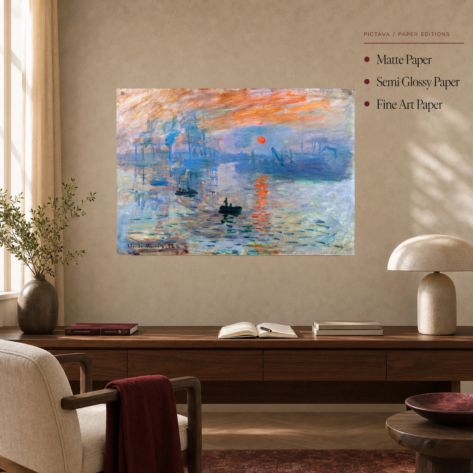 Impression, Sunrise by Claude Monet Canvas Print, view 6