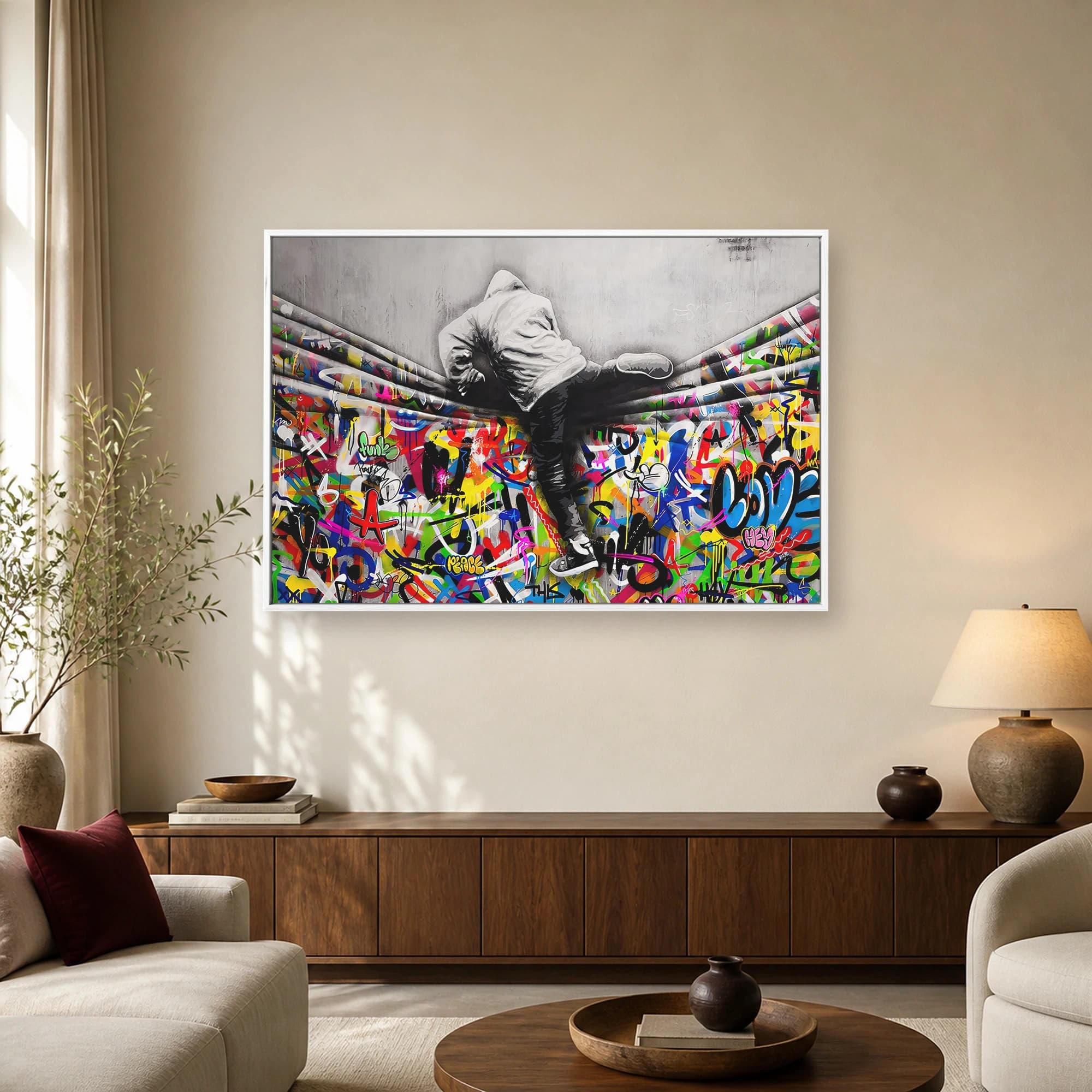 Urban Acrobat Graffiti Street Art Canvas Print, view 2