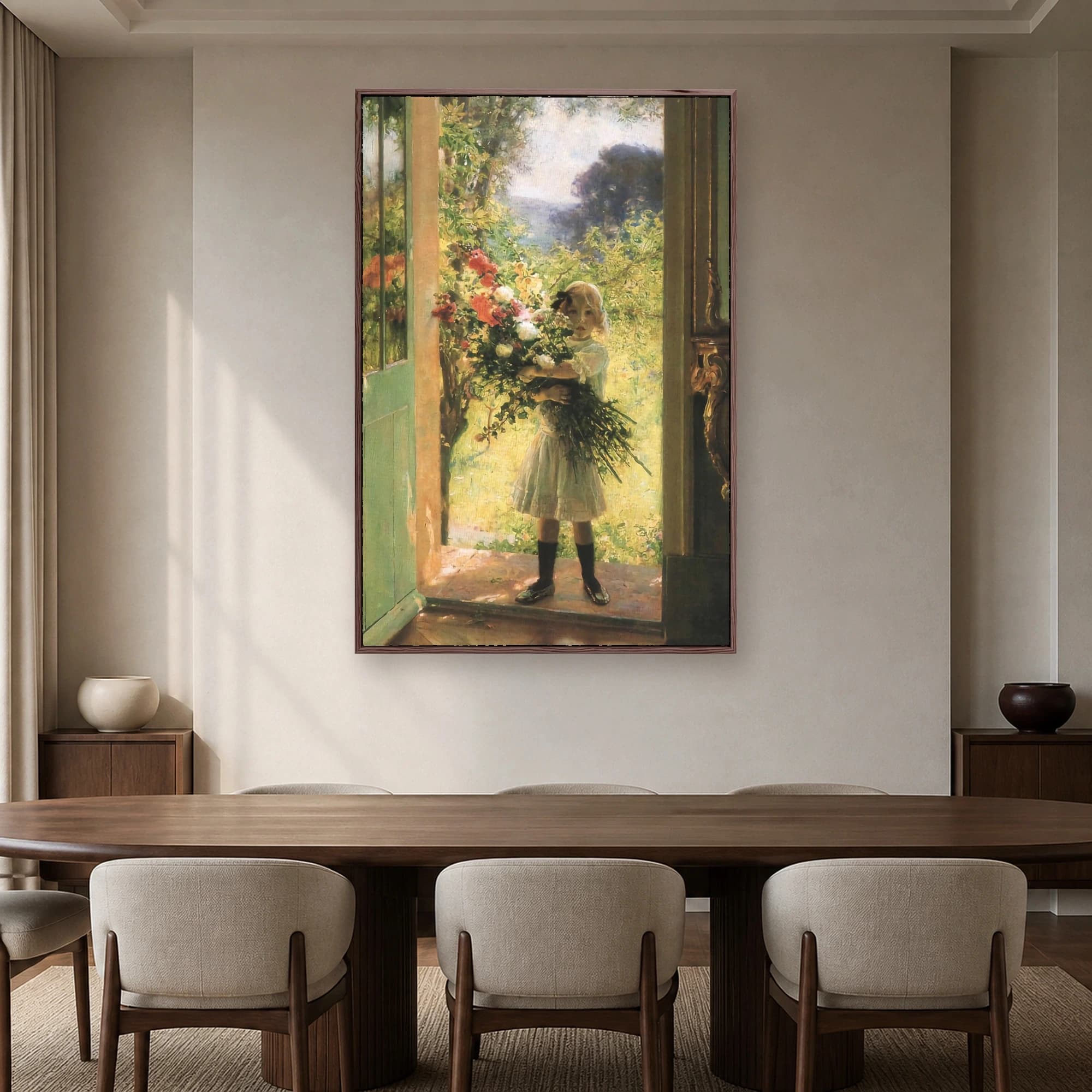 Girl with Wildflowers Garden Print Impressionist Art, view 8