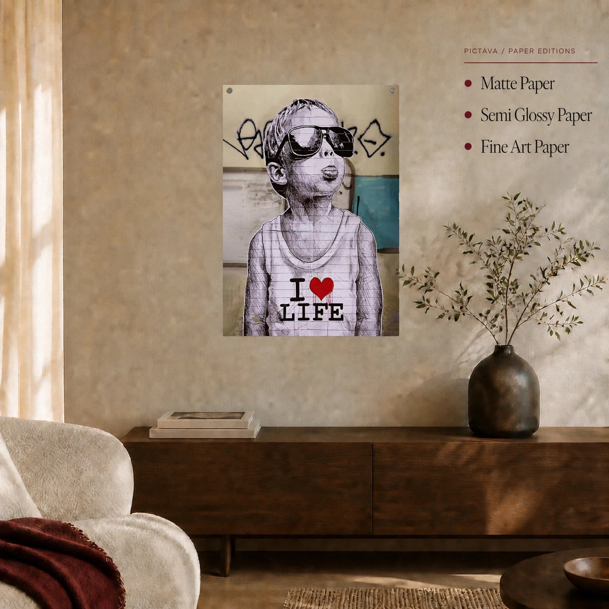 I Love Life Urban Street Art Boy Canvas Print & Poster, view 6